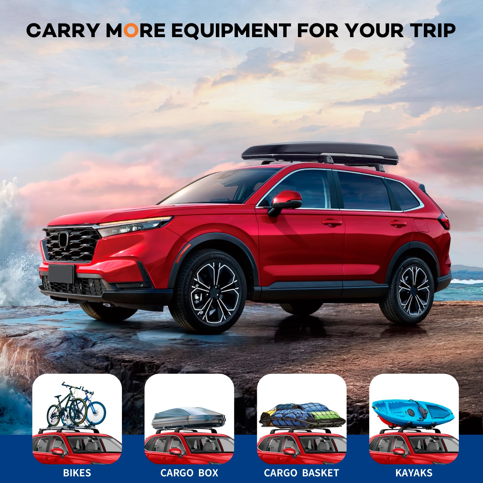 Lockable Roof Rack Cross Bars Compatible with Honda CRV CR-V EX LX EX-L 2023-2025(WITHOUT SIDE RAILS), 260lbs Roof Rails Crossbars