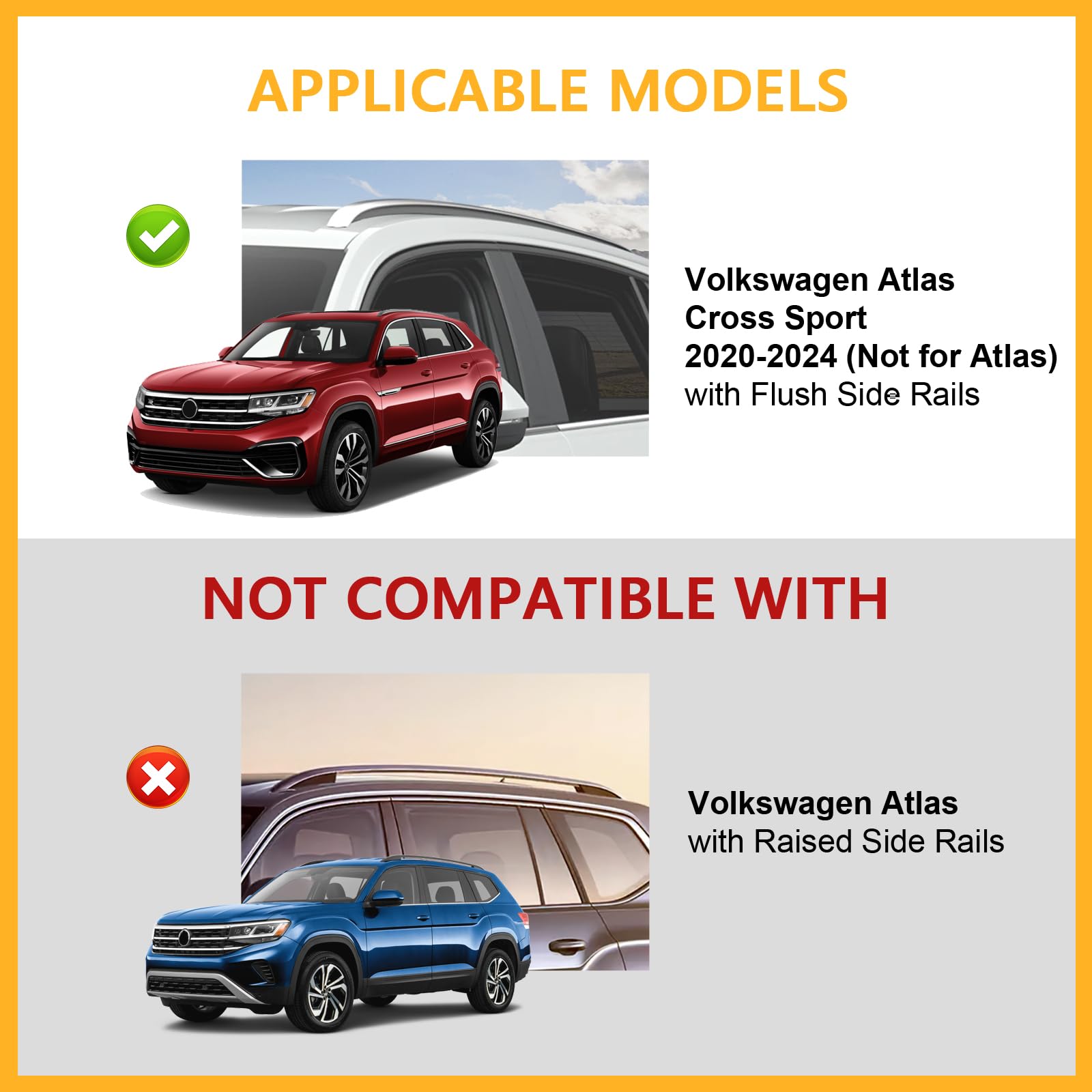 220lbs Lockable Roof Rack Cross Bars Compatible with Volkswagen VW Atlas Cross Sport 2020 2021 2022 2023 2024 2025