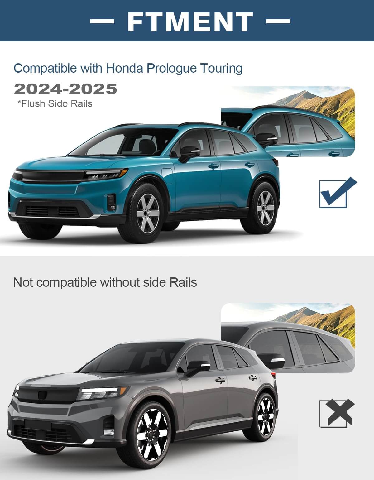 Roof Rack Cross Bars 220lbs Compatible with Honda Prologue Touring 2024 2025 2026, Heavy Duty All-Metal