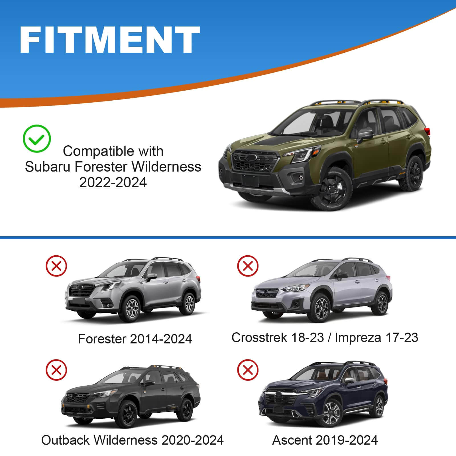 KINGGERI Lockable Roof Rack Cross Bars Fit for Subaru Forester Wilderness 2022-2024, Heavy Duty Aluminum Roof Rails
