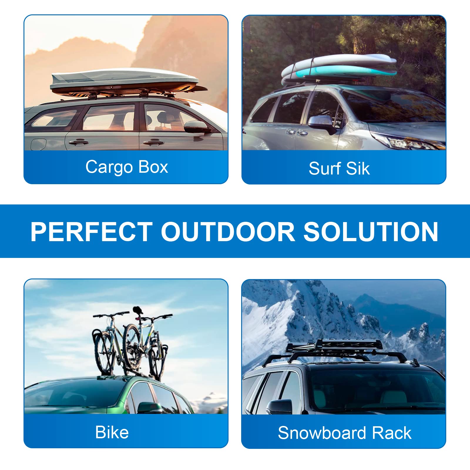 KINGGERI Roof Rack Cross Bars 220lb Compatible with 2011-2020 Toyota Sienna, Heavy Duty Aluminum clampers and Bars Cargobar