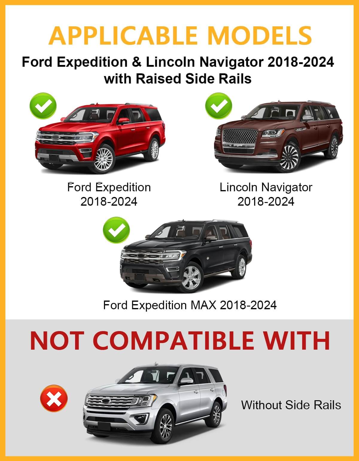 KINGGERI 220lbs Roof Racks Cross Bars Fit for Ford Expedition/Max 2018-2025 & Lincoln Navigator 2018-2024