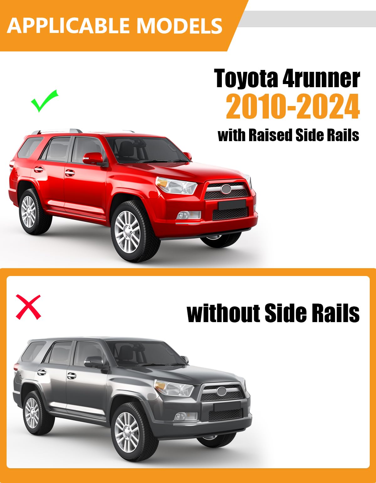 220lbs Lockable Roof Rack Cross Bars Compatible with Toyota 4runner 2010-2024 with Raised Side Rails