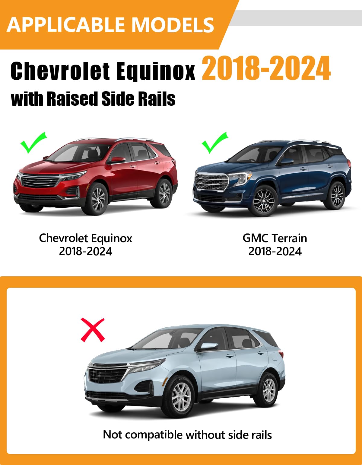 220lbs Lockable Roof Rack Cross Bars Compatible with Chevy Chevrolet Equinox & GMC Terrain 2018-2024