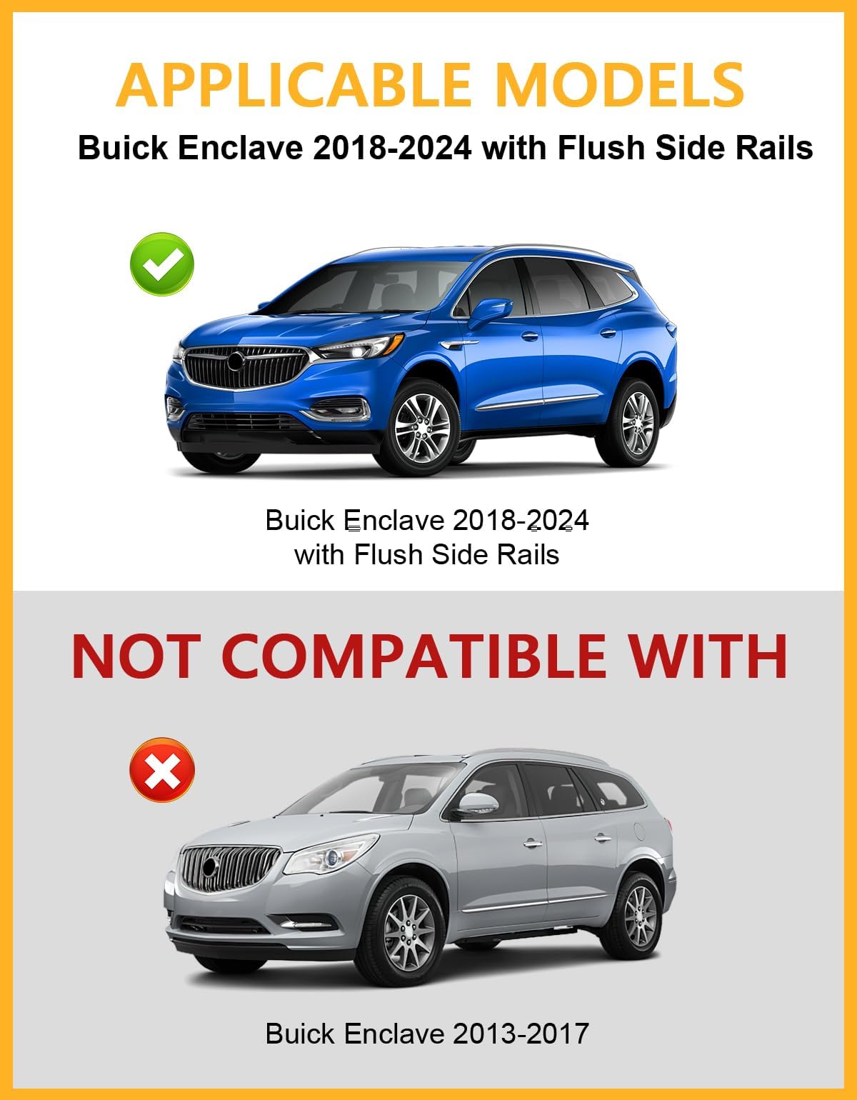 260lbs Lockable Roof Rack Cross Bars Compatible with Buick Enclave 2018-2024 (with Flush Side Rails)