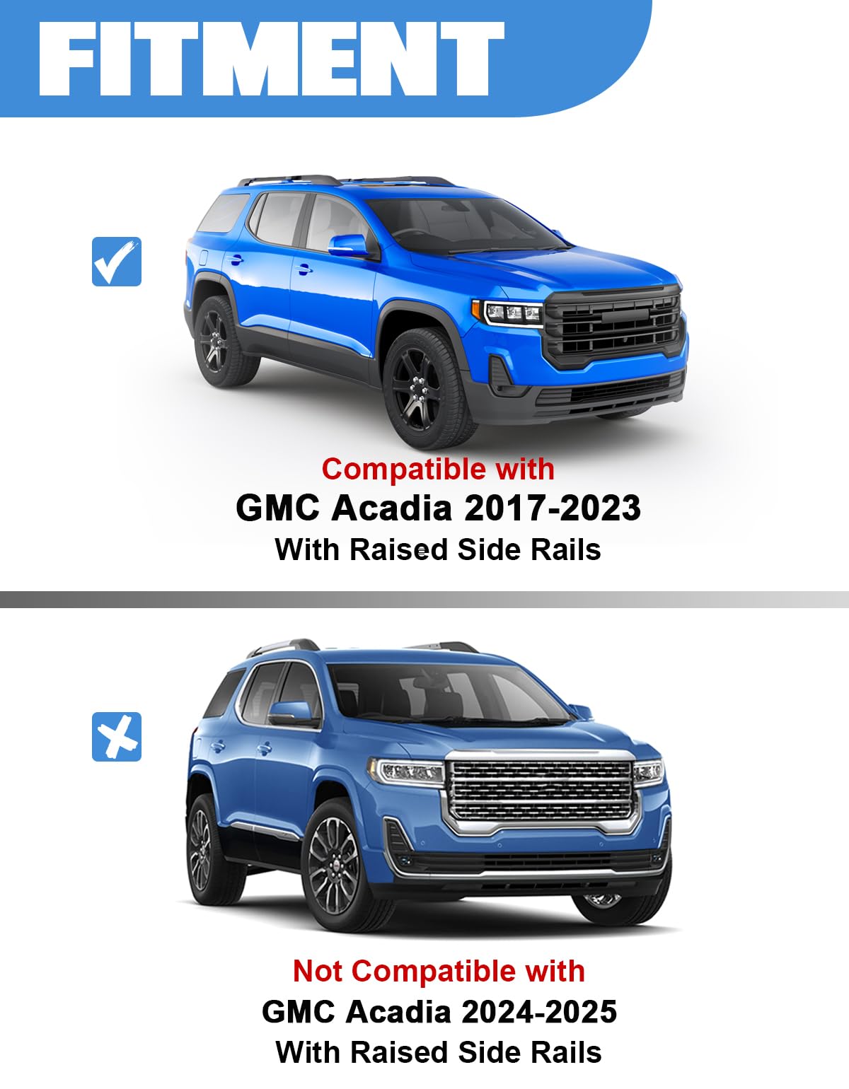 Lockable Roof Rack Cross Bars 220lb Compatible with GMC Acadia 2017-2023