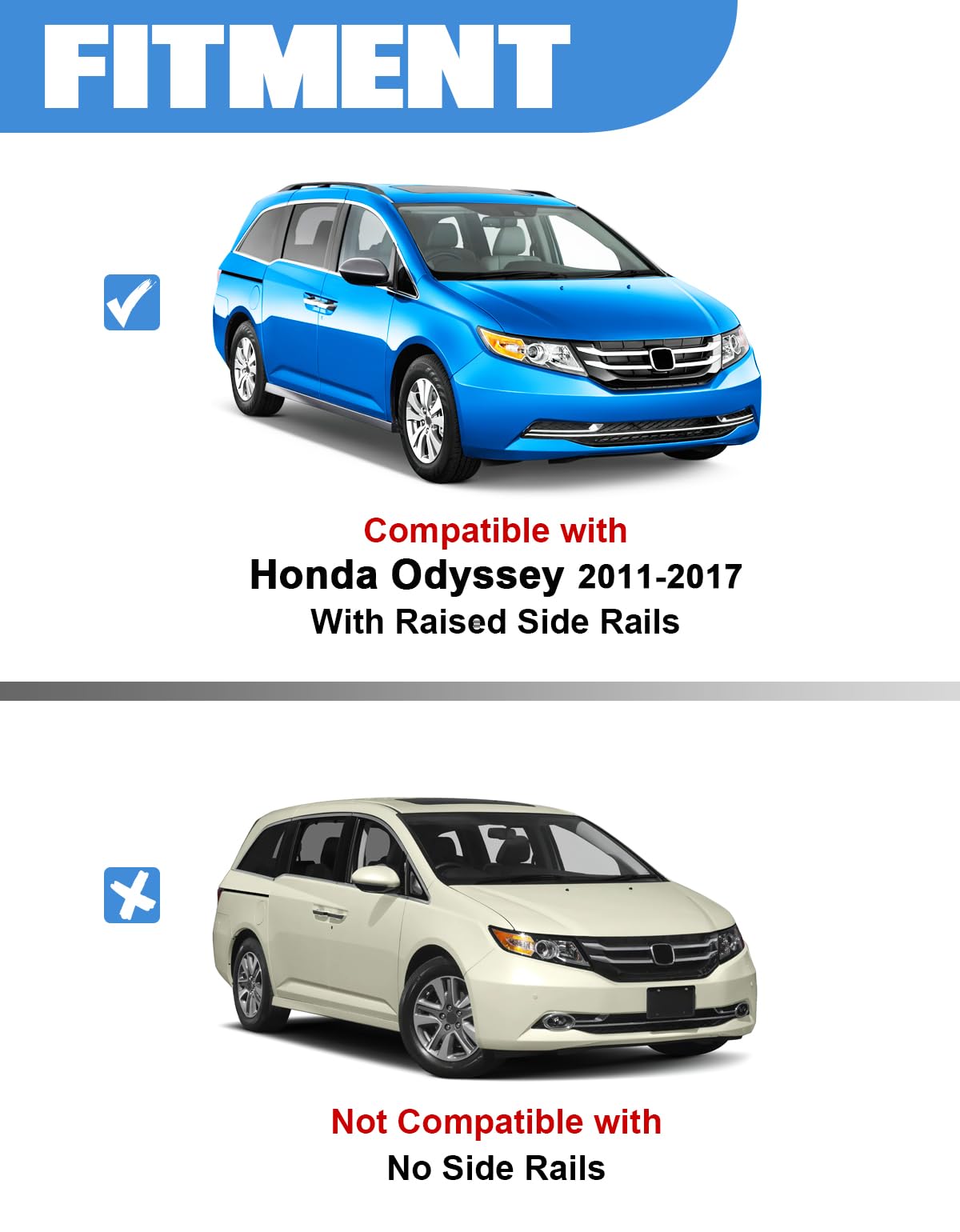 Lockable Roof Rack Cross Bars 220lb Compatible with Honda Odyssey 2011-2017 with Raised Side Rails