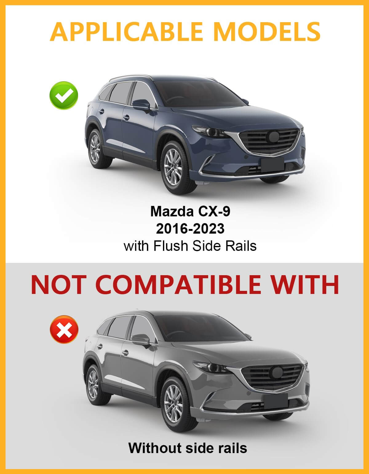 KINGGERI 220lbs Lockable Roof Rack Cross Bars Compatible with Mazda CX9 CX-9 2016-2023