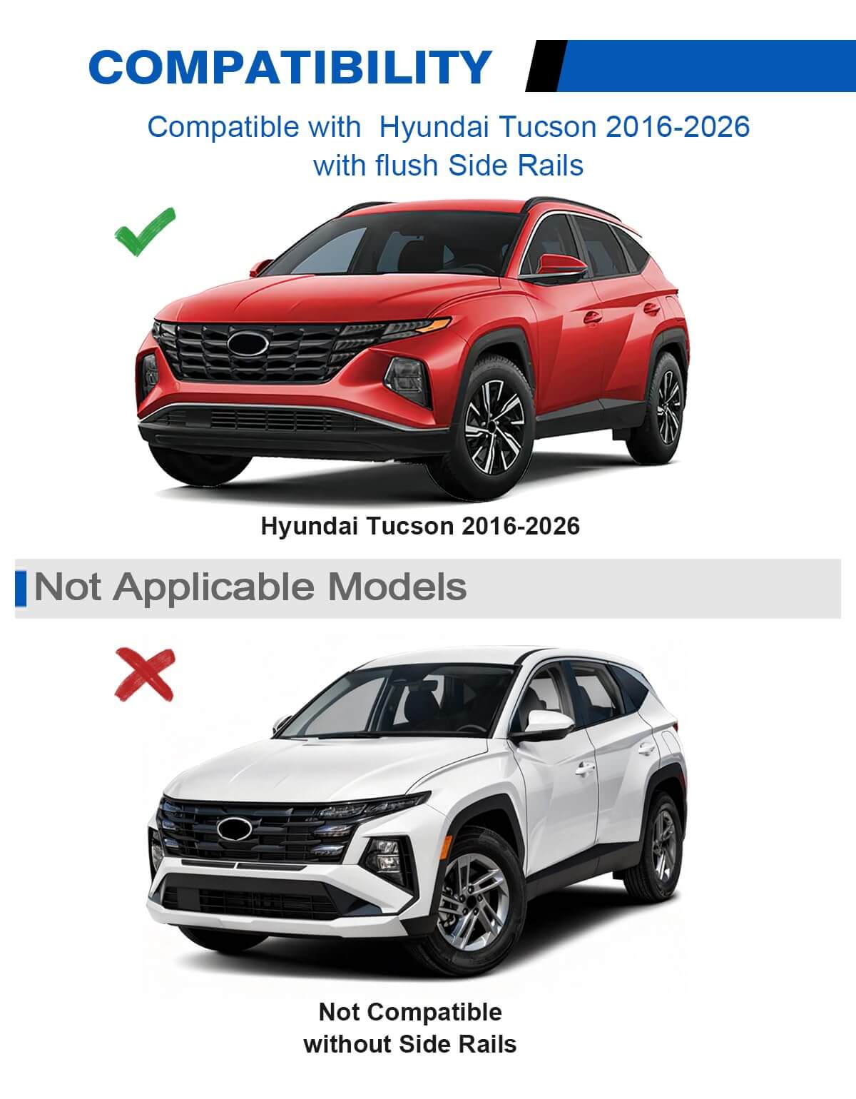 KINGGERI 220lbs Lockable Roof Rack Cross Bars Compatible with Hyundai Tucson 2016-2025 SE/SEL/N Line/Limited