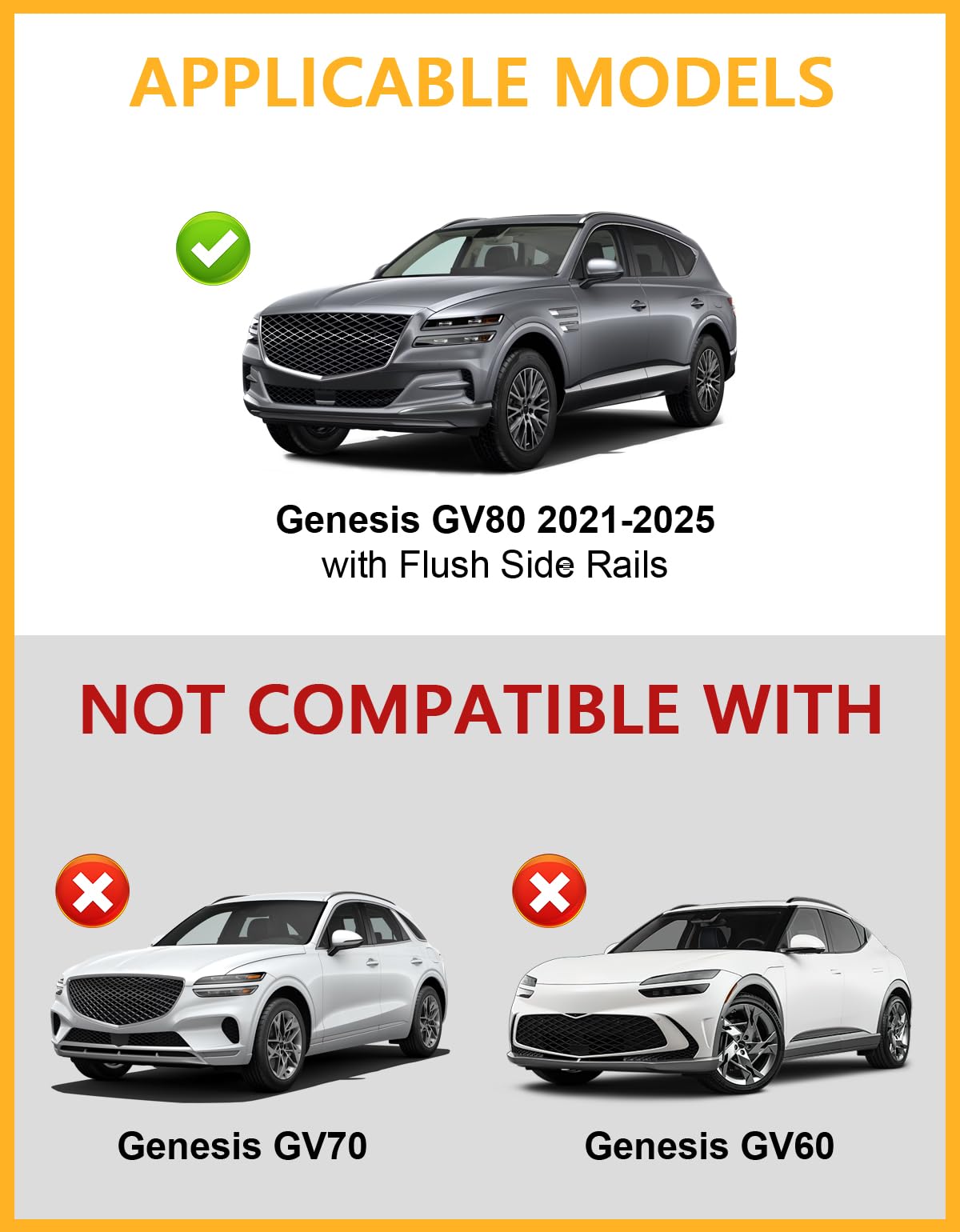 220lbs Lockable Roof Rack Cross Bars Compatible with Genesis GV80 2021 2022 2023 2024 2025