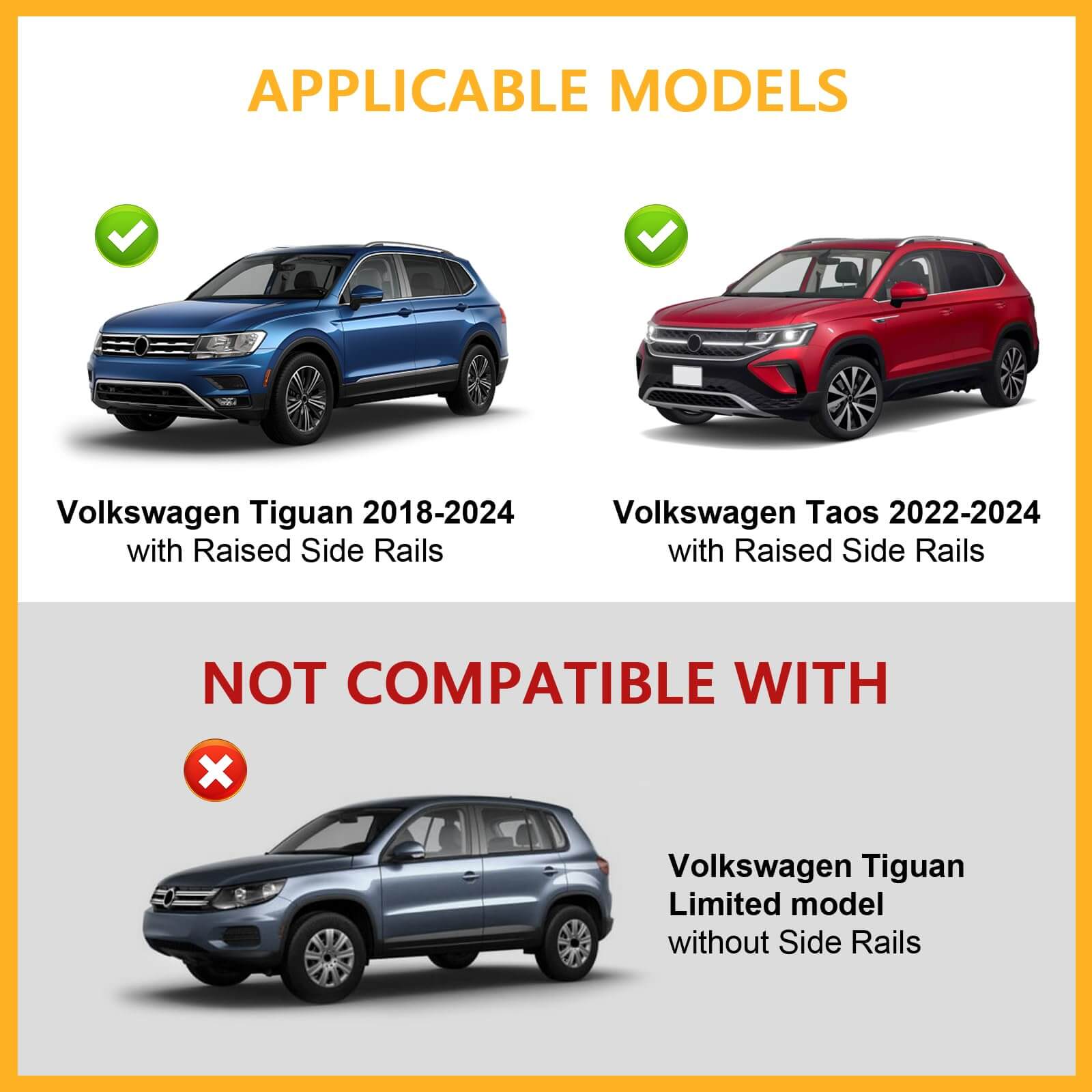 KINGGERI 220lbs Lockbale Roof Rack Cross Bars Compatible with Volkswagen VW Tiguan 2018-2025 (Not for Limited) & Taos 2022-2025