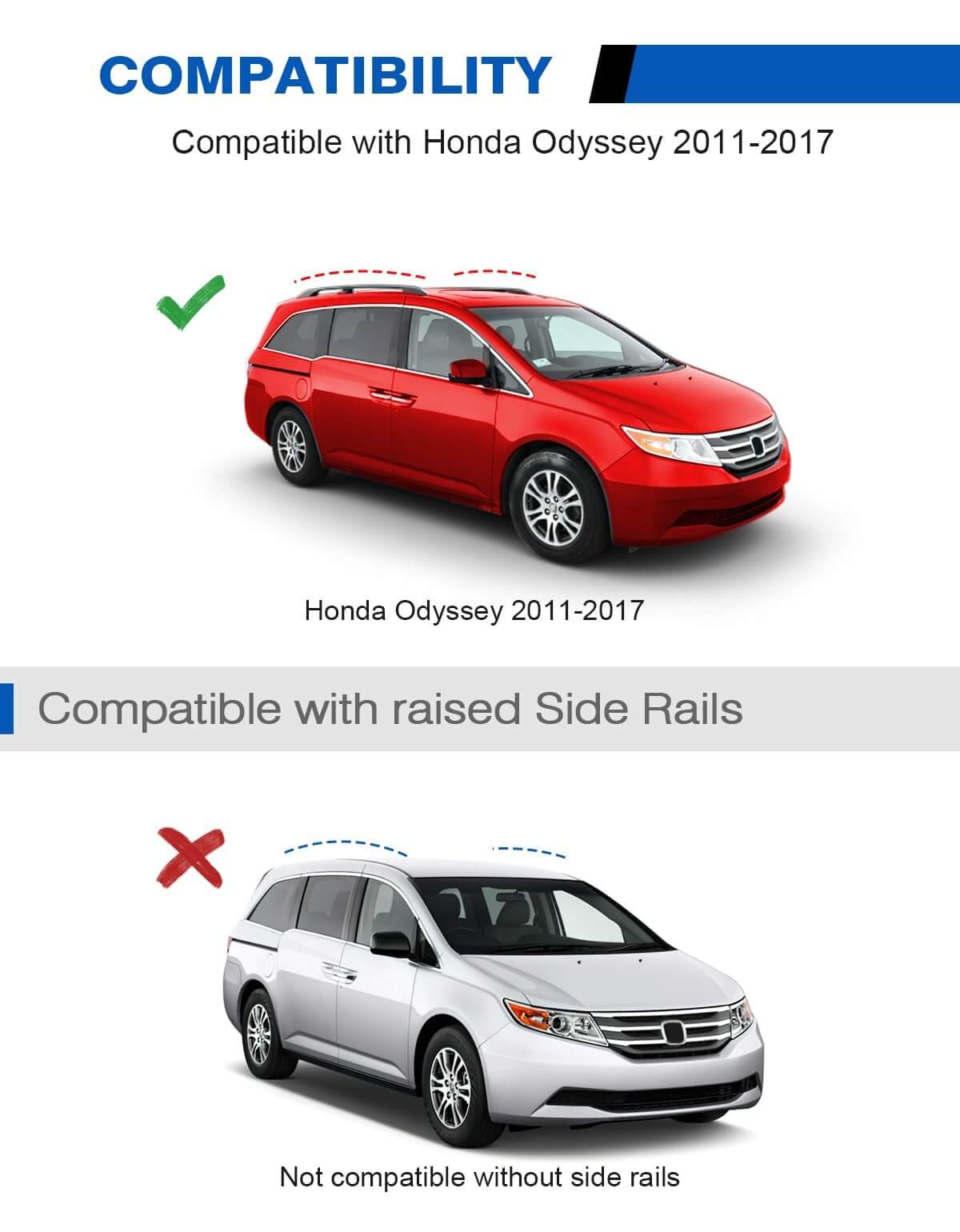 KINGGERI Lockable Roof Rack Cross Bars 220lbs Compatible with Honda Odyssey 2011-2017 (with Raised Side Rails)