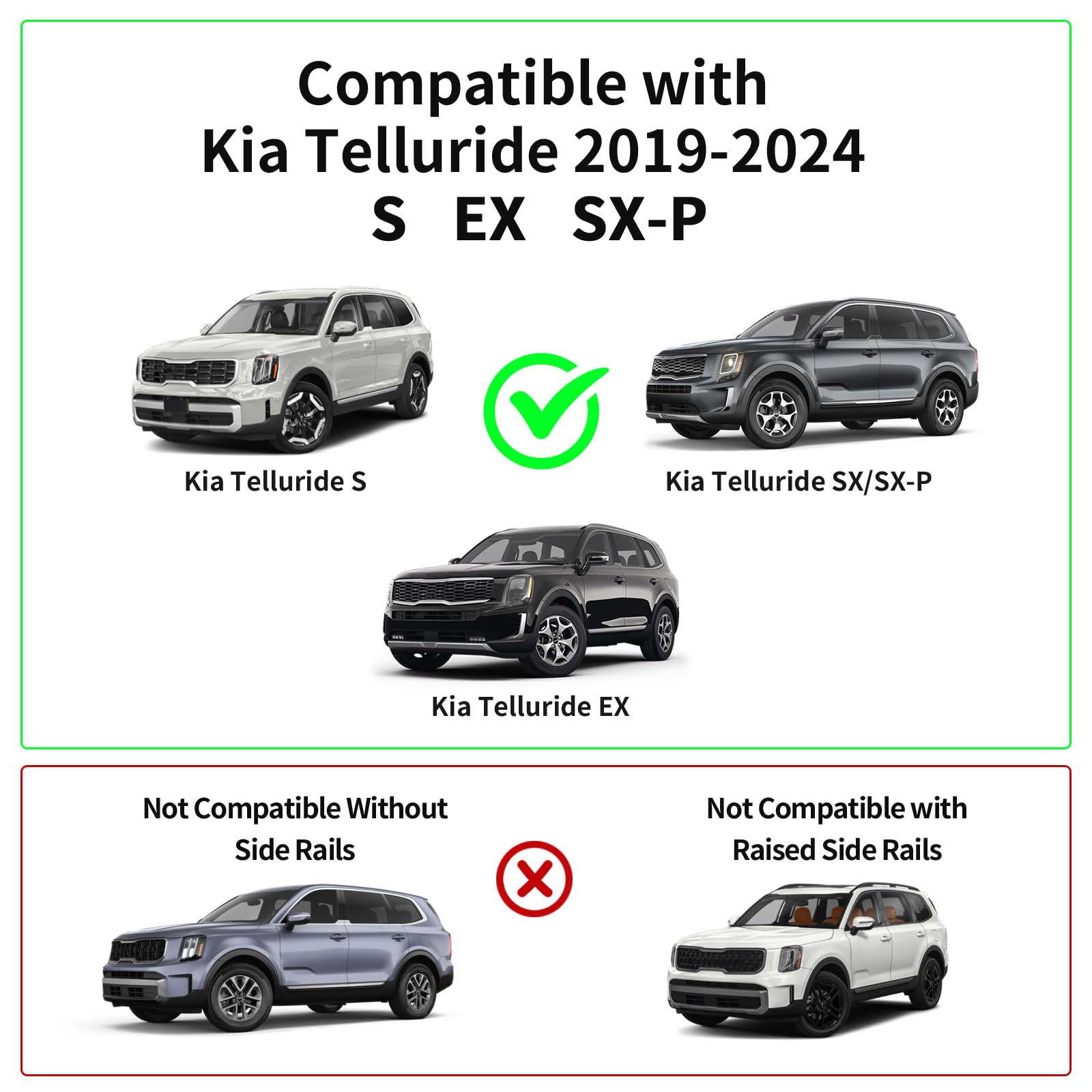 220lbs Lockable Roof Rack Cross Bars Compatible with Kia Telluride 2019 2020 2021 2022 2023 2024 2025 EX S SX SX-Prestige