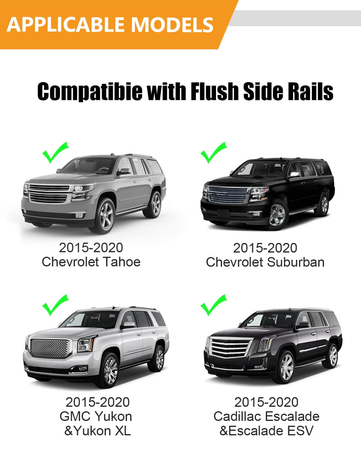 Lockable 220lbs Roof Rack Cross Bars Fit For 2015-2020 Chevy Tahoe & Chevrolet Suburban, GMC Yukon & Yukon XL, Cadillac Escalade & Escalade ESV