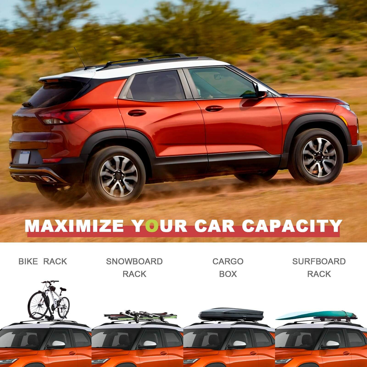 KINGGERI 220lbs Roof Rack Cross Bars Fit for Chevy Trailblazer 2021-2025 L LT ACTIV RS