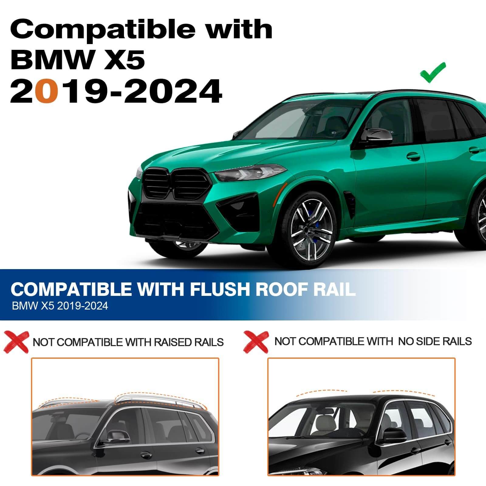 KINGGERI Lockable Roof Rack Cross Bars 260lbs Fit for BMW X5 G05 2019-2025,Heavy Duty Aluminum Roof Rails Crossbars