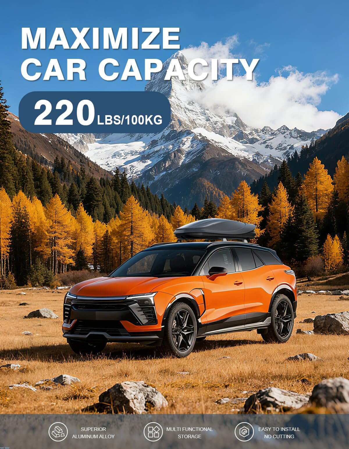 220lbs Roof Rack Cross Bars Compatible with Chevy Chevrolet Blazer EV 2024 2025, All-Metal Aluminum