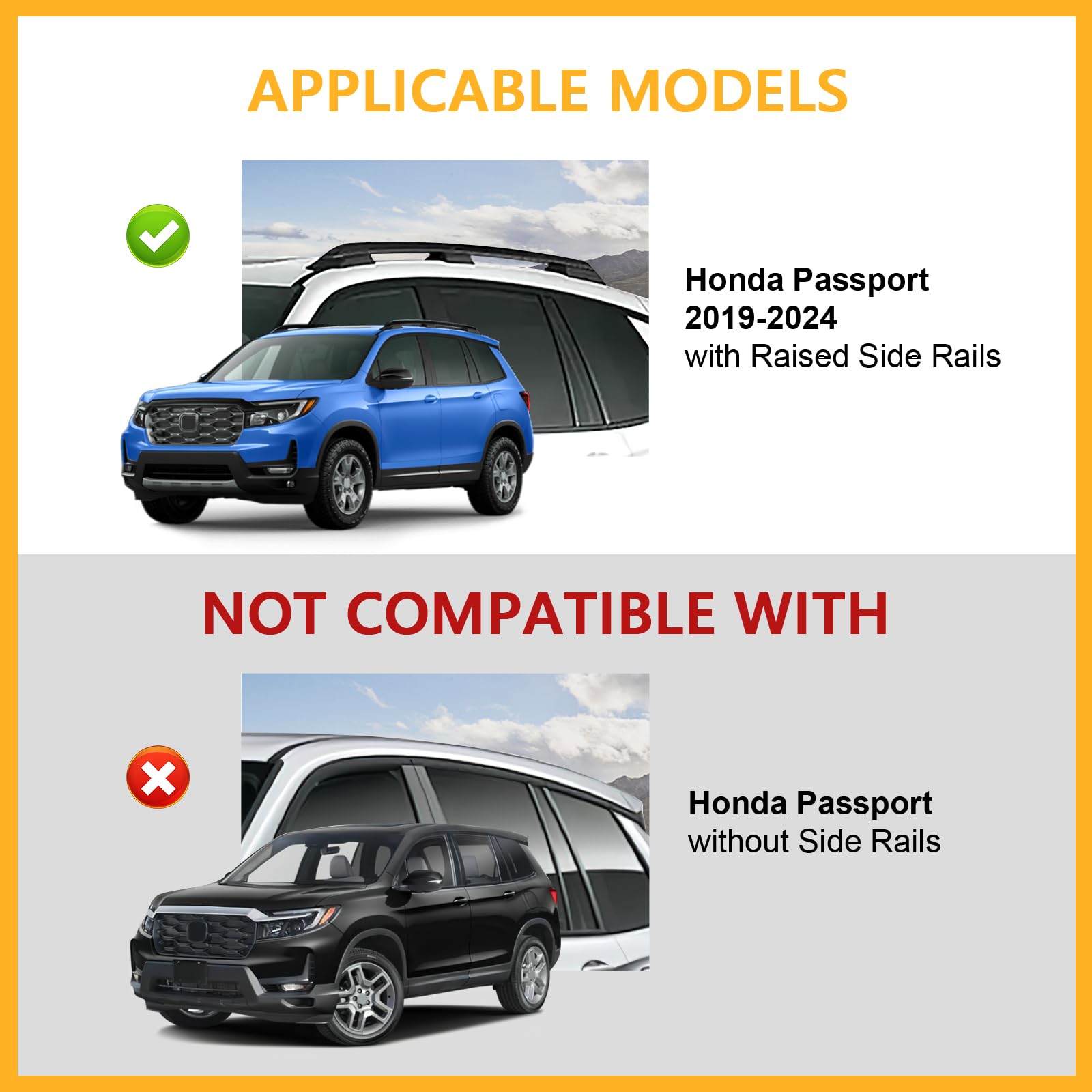 KINGGERI 220lbs Lockable Roof Rack Cross Bars Compatible with Honda Passport 2019-2025 with Raised Rails