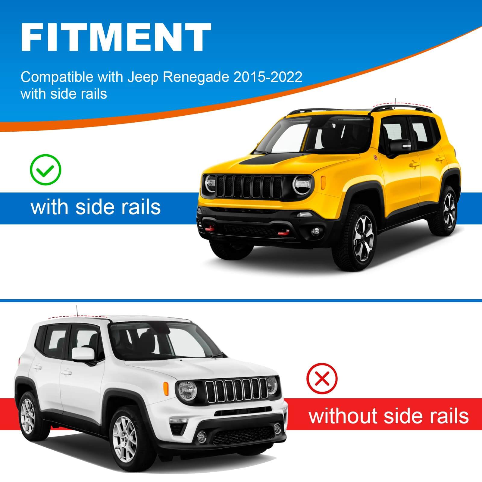 KINGGERI Roof Rack Cross Bars Compatible with Jeep Renegade 2015-2024, Heavy Duty Aluminum clampers and Bars Cargobar
