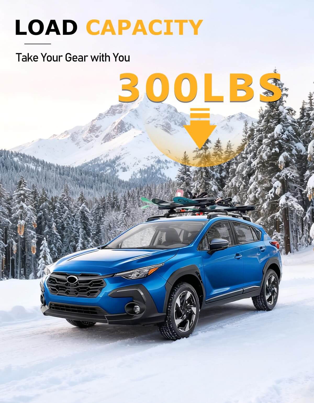KINGGERI Lockable 220lbs Roof Rack Cross Bars Compatible with Subaru Crosstrek 2024 2025 Limited/Premium/Sport (Not for Wilderness) with Side Rails