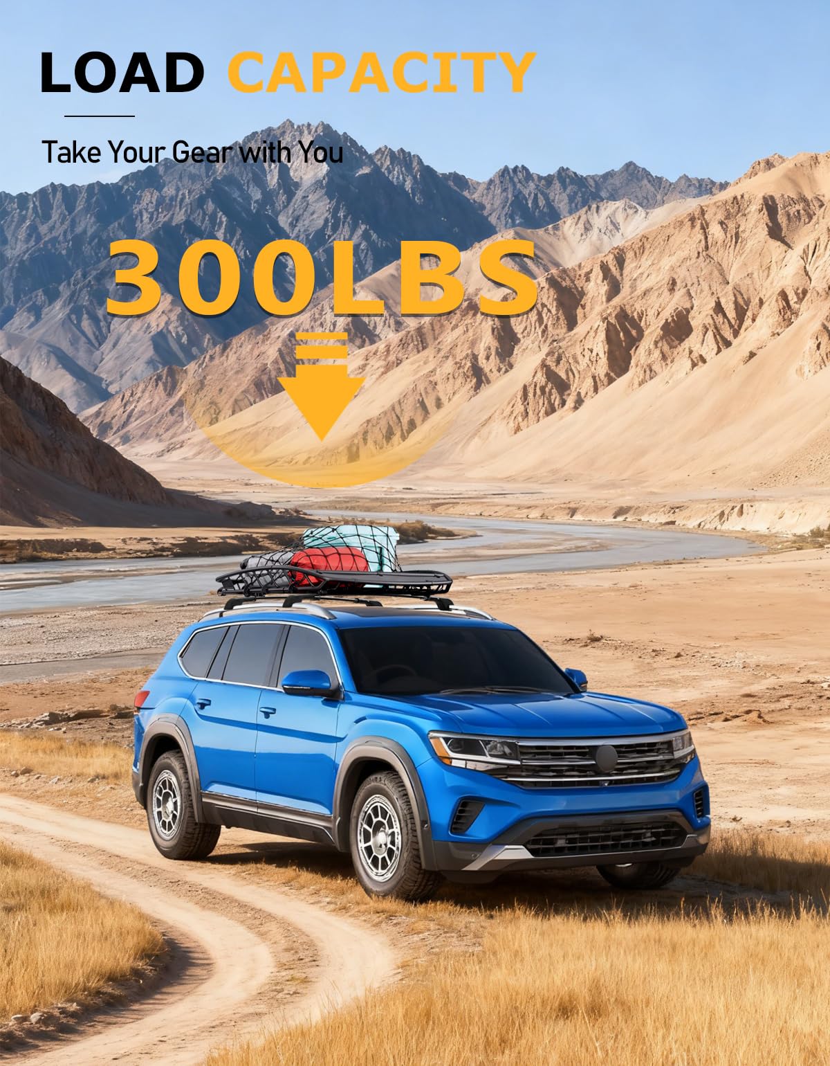 KINGGERI Roof Rack Cross Bars Compatible with Volkswagen VW Atlas 2017-2025 with Raised Side Rails(Not For Atlas Cross Sport)