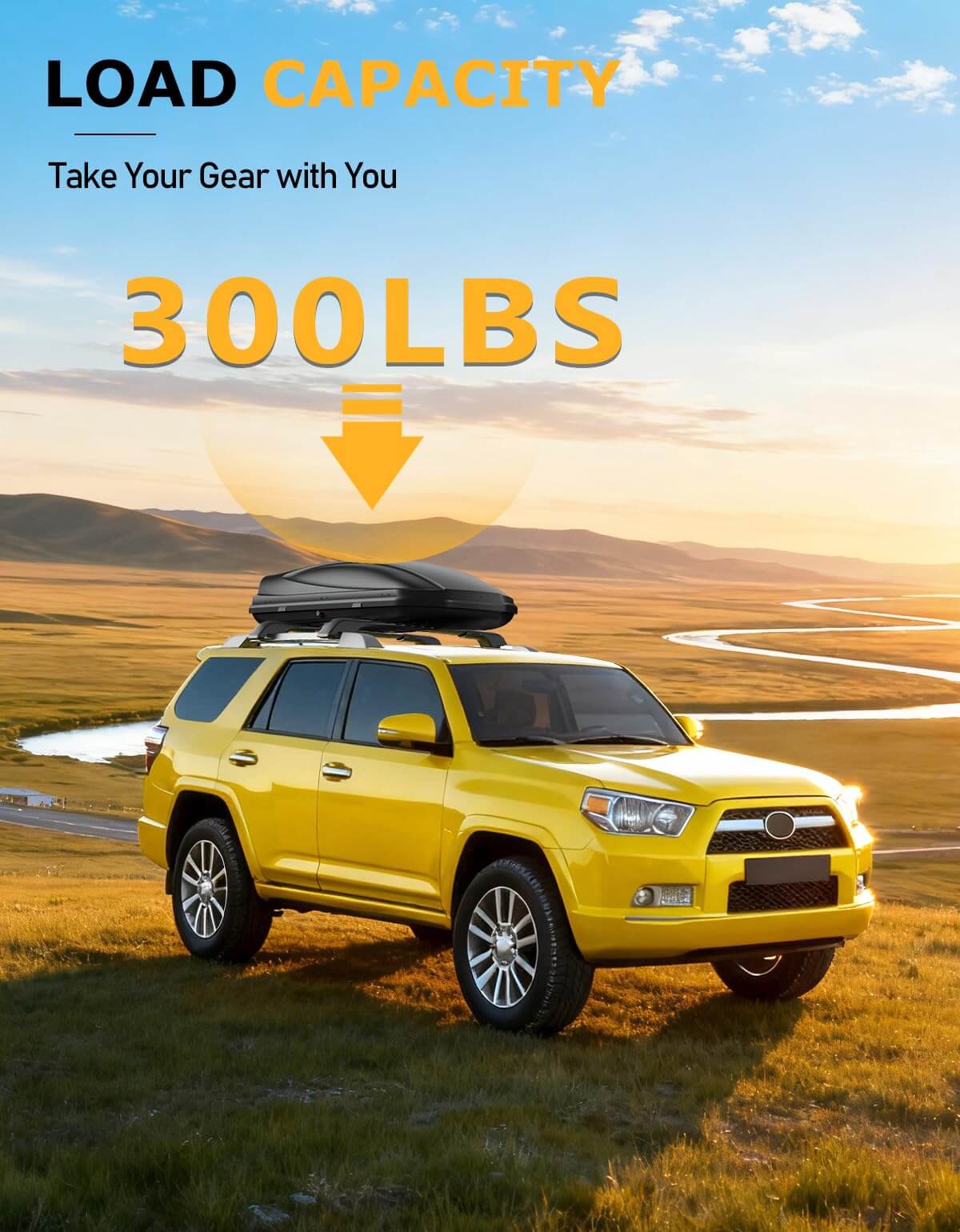 KINGGERI Lockable 220lbs Roof Rack Cross Bars Compatible with Toyota 4Runner 2010-2024 with Side ROOF Rails