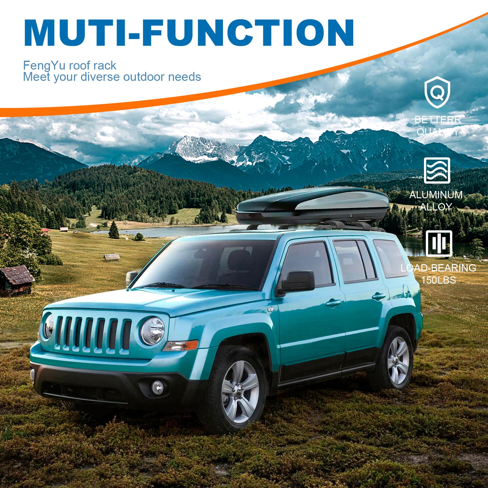 KINGGERI Roof Rack Cross Bars 220lb Compatible with Jeep Patriot 2007-2017 with Raised Side Rail