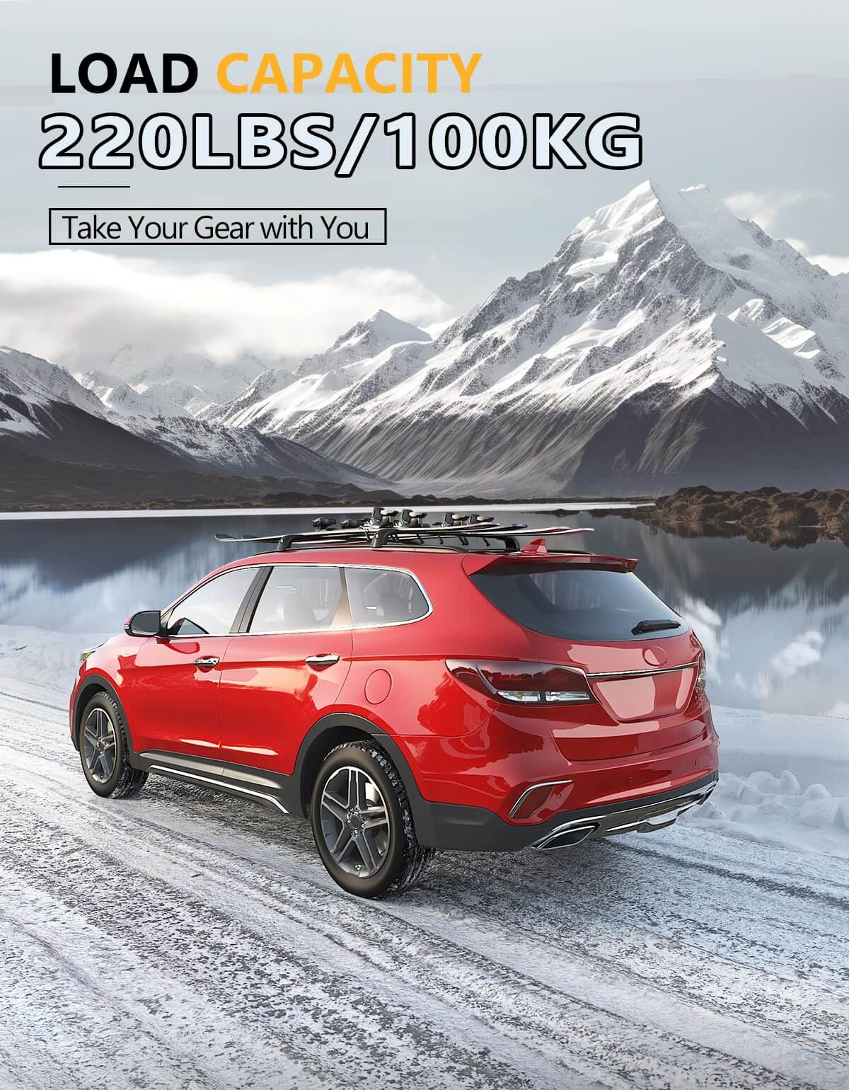 KINGGERI 220lbs Lockable Roof Rack Cross Bars Compatible with Hyundai Santa Fe 2013-2018 (with Flush Side Rails)