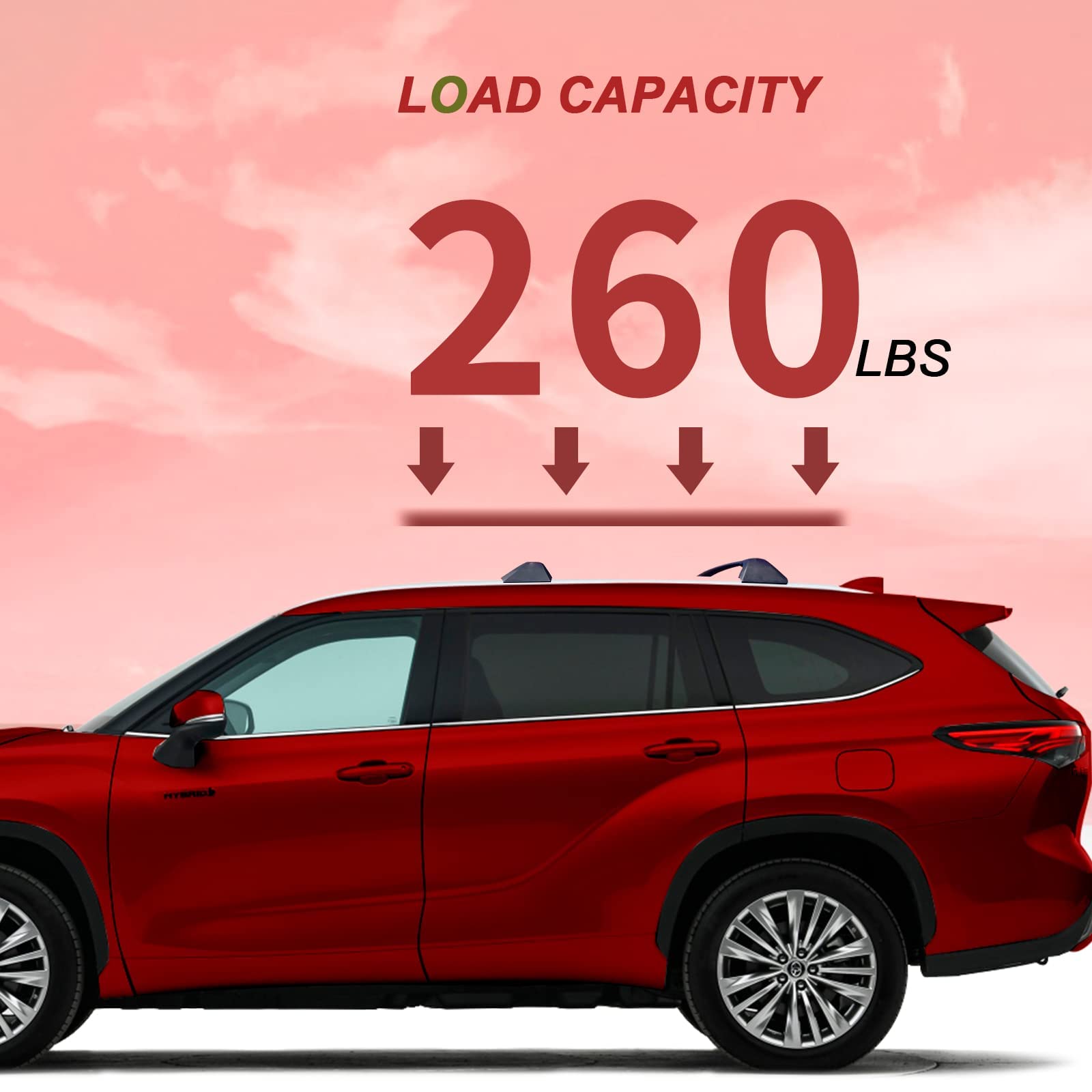 KINGGERI Lockable 260lbs Cross Bars Roof Racks Fit for Toyota Highlander 2020-2026 XLE Limited Platinum Hybrid