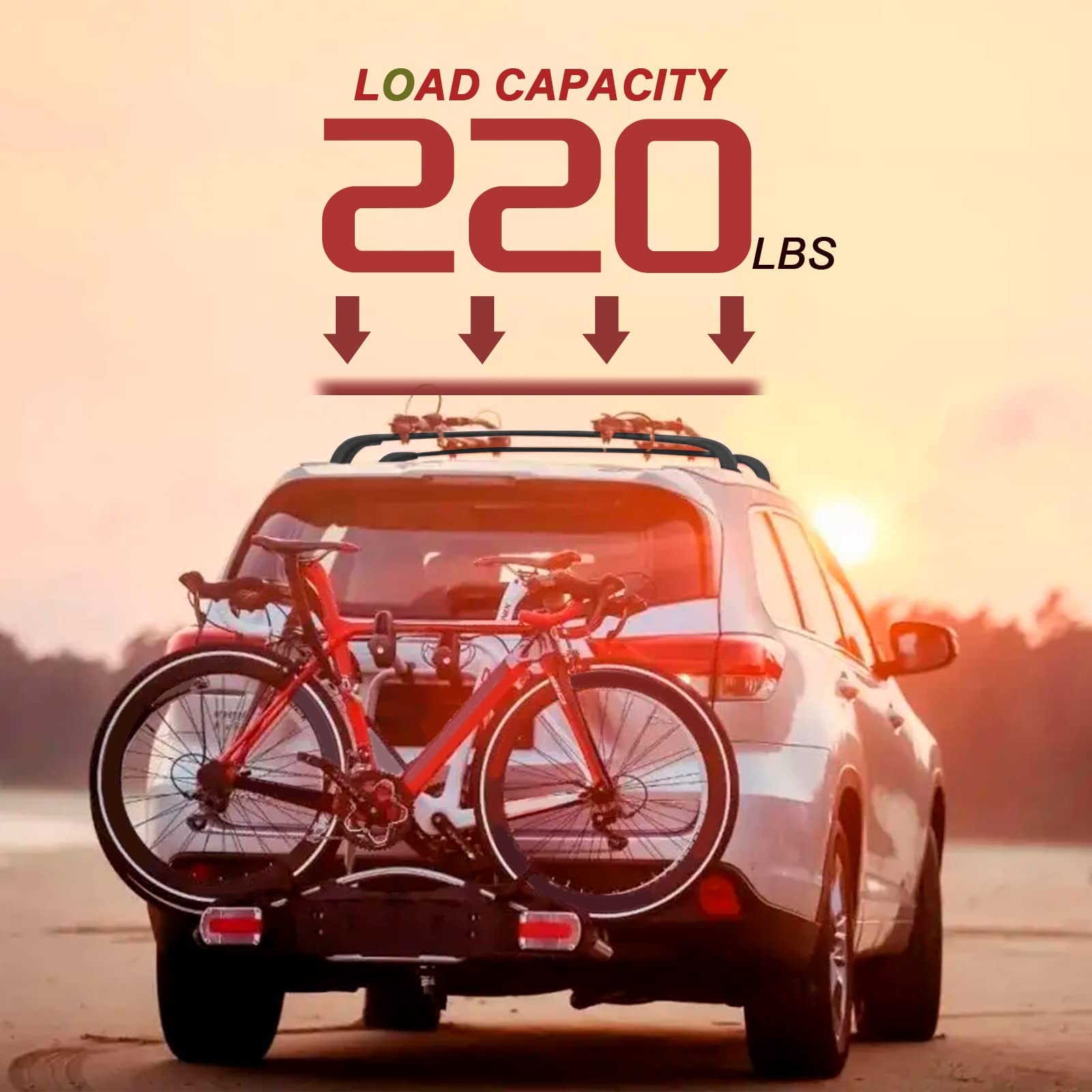 KINGGERI Lockable 220lbs Cross Bars Roof Racks Fit for Toyota Highlander 2014-2019 XLE Limited & SE LE & LE Plus