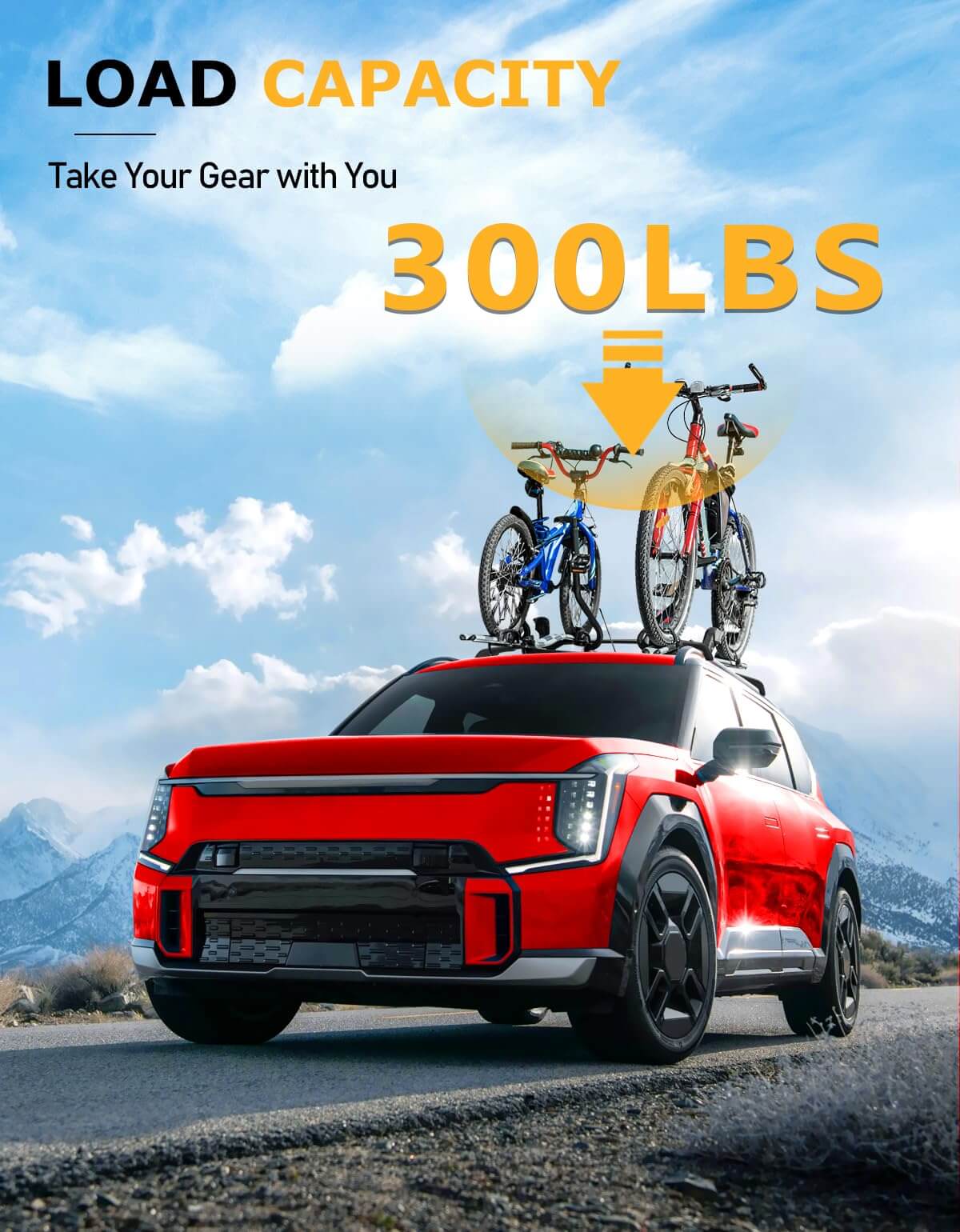 KINGGERI 220lbs Lockable Roof Rack Cross Bars Fit for KIA EV9 2024 2025 GT-Line (Not for Wind & Land) with Raised Rails