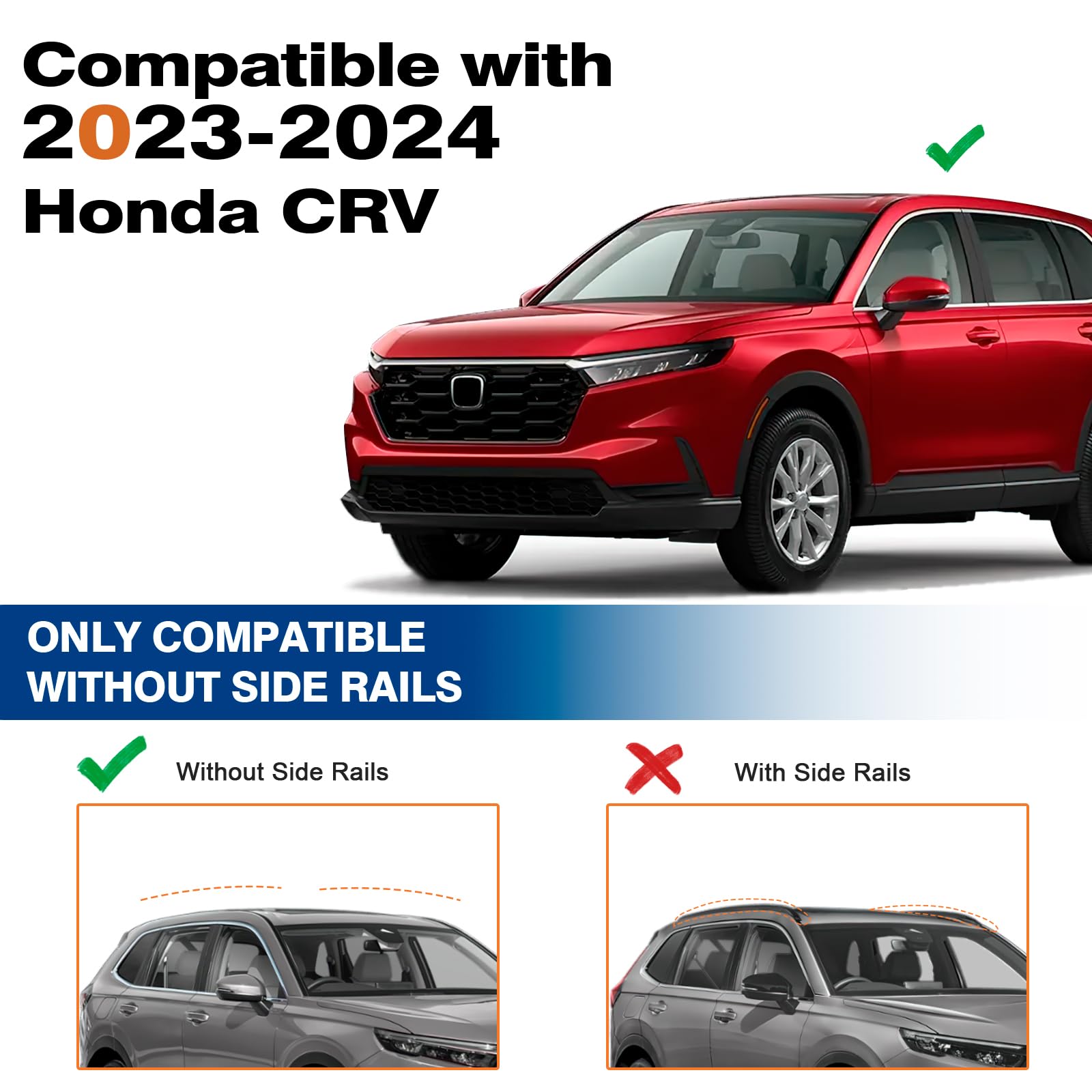 Lockable Roof Rack Cross Bars Compatible with Honda CRV CR-V EX LX EX-L 2023-2025(WITHOUT SIDE RAILS), 260lbs Roof Rails Crossbars