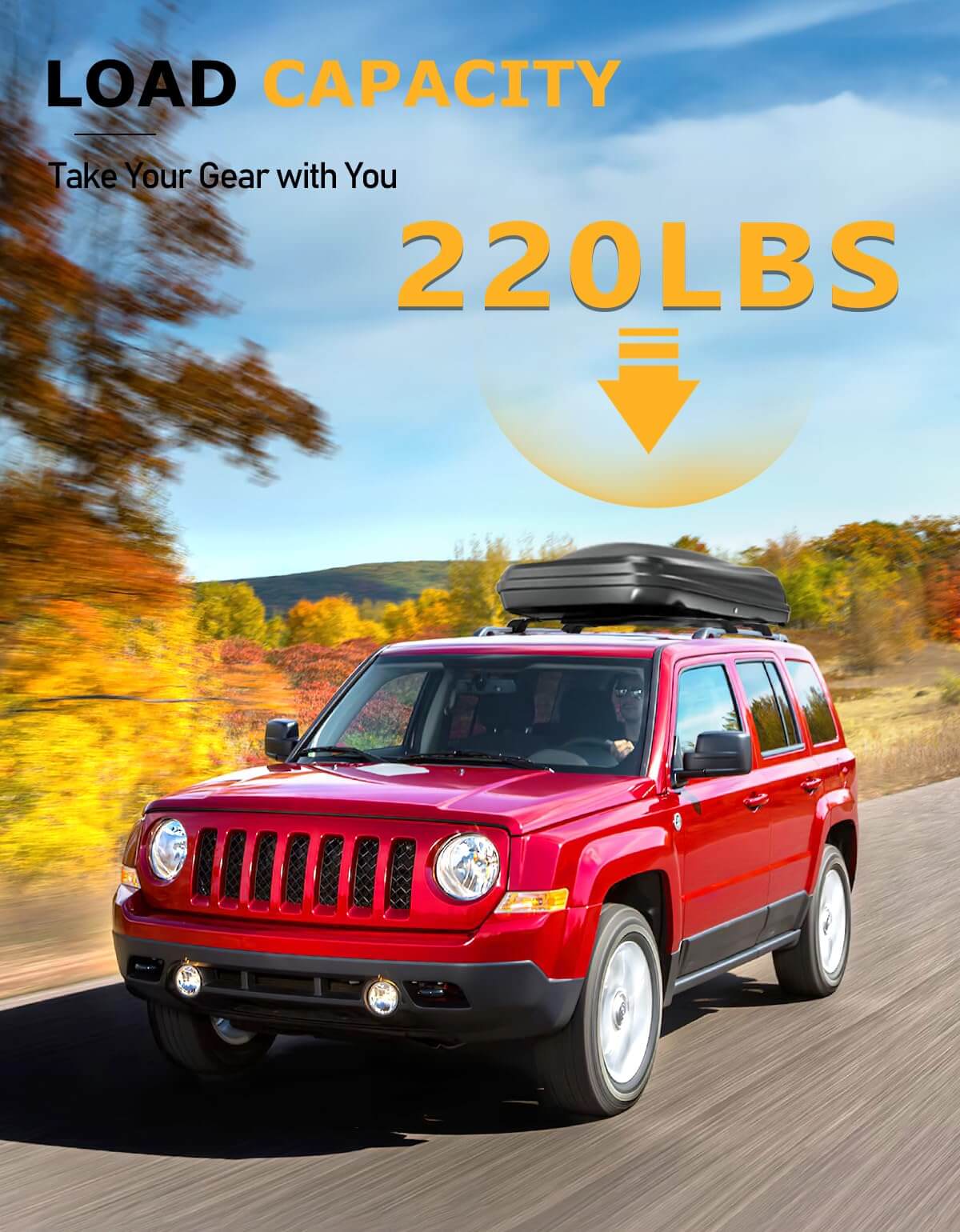 KINGGERI 220lbs Lockable Roof Rack Cross Bars Compatible with Jeep Patriot 2007-2017 with Raised Side Rails