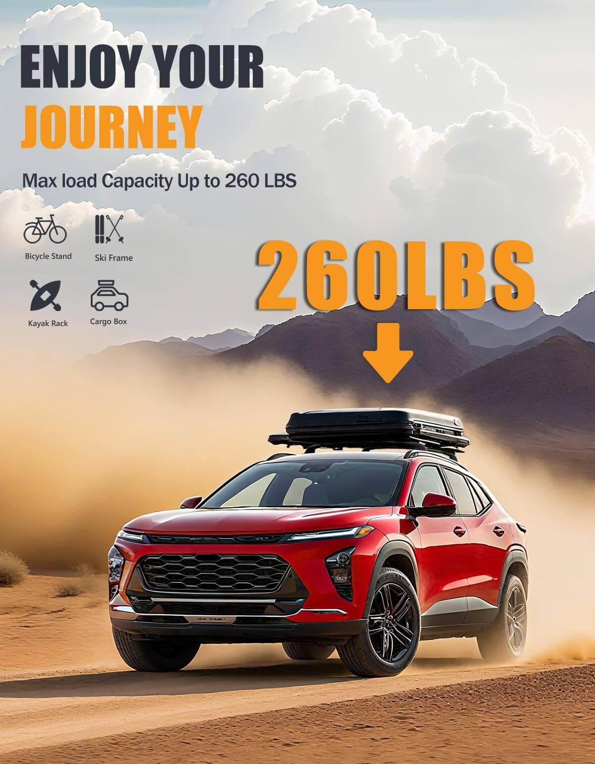 260lbs Lockable Roof Rack Cross Bars Compatible with Chevy Chevrolet Blazer EV 2024 2025