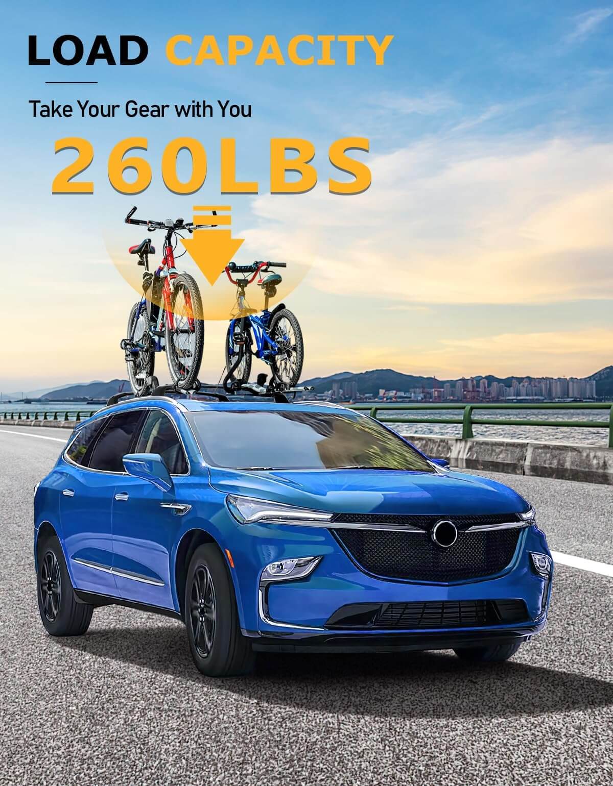 260lbs Lockable Roof Rack Cross Bars Compatible with Buick Enclave 2018-2024 (with Flush Side Rails)