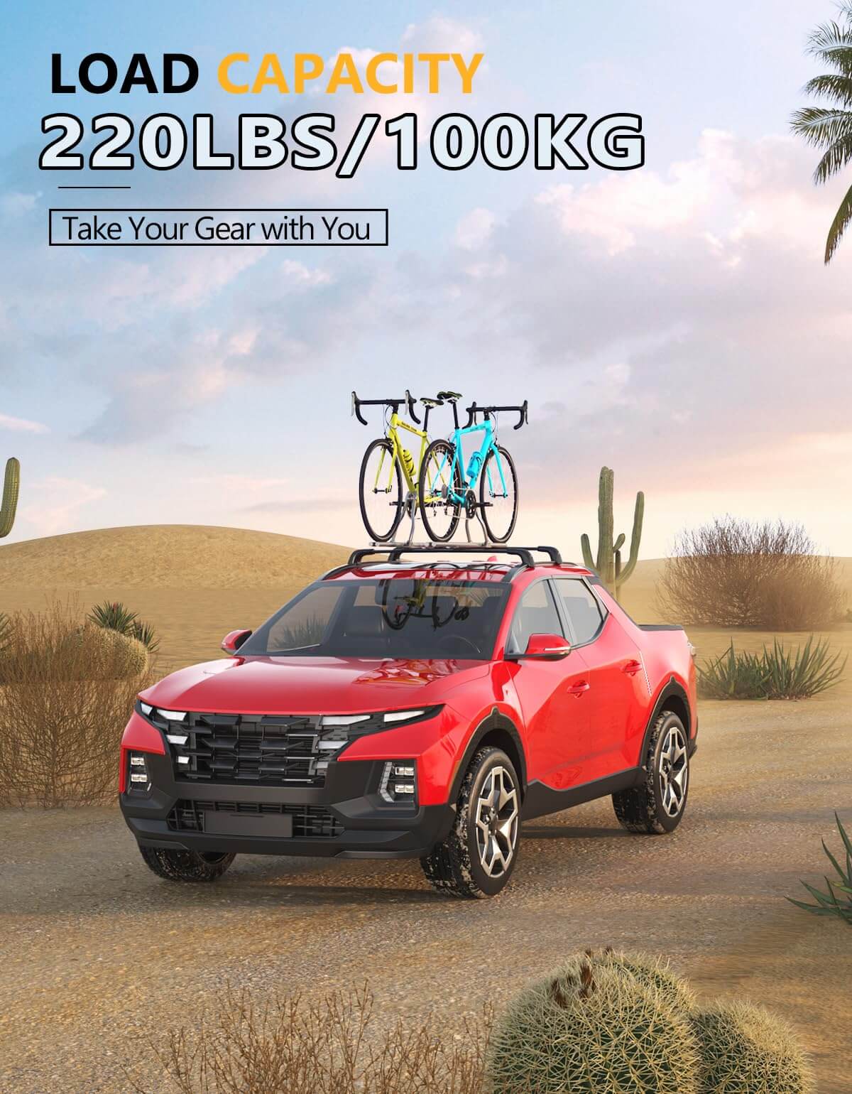KINGGERI 220lbs Lockable Roof Rack Cross Bars Fit for Hyundai Santa Cruz 2021-2025 SE SEL Premium Night Limited