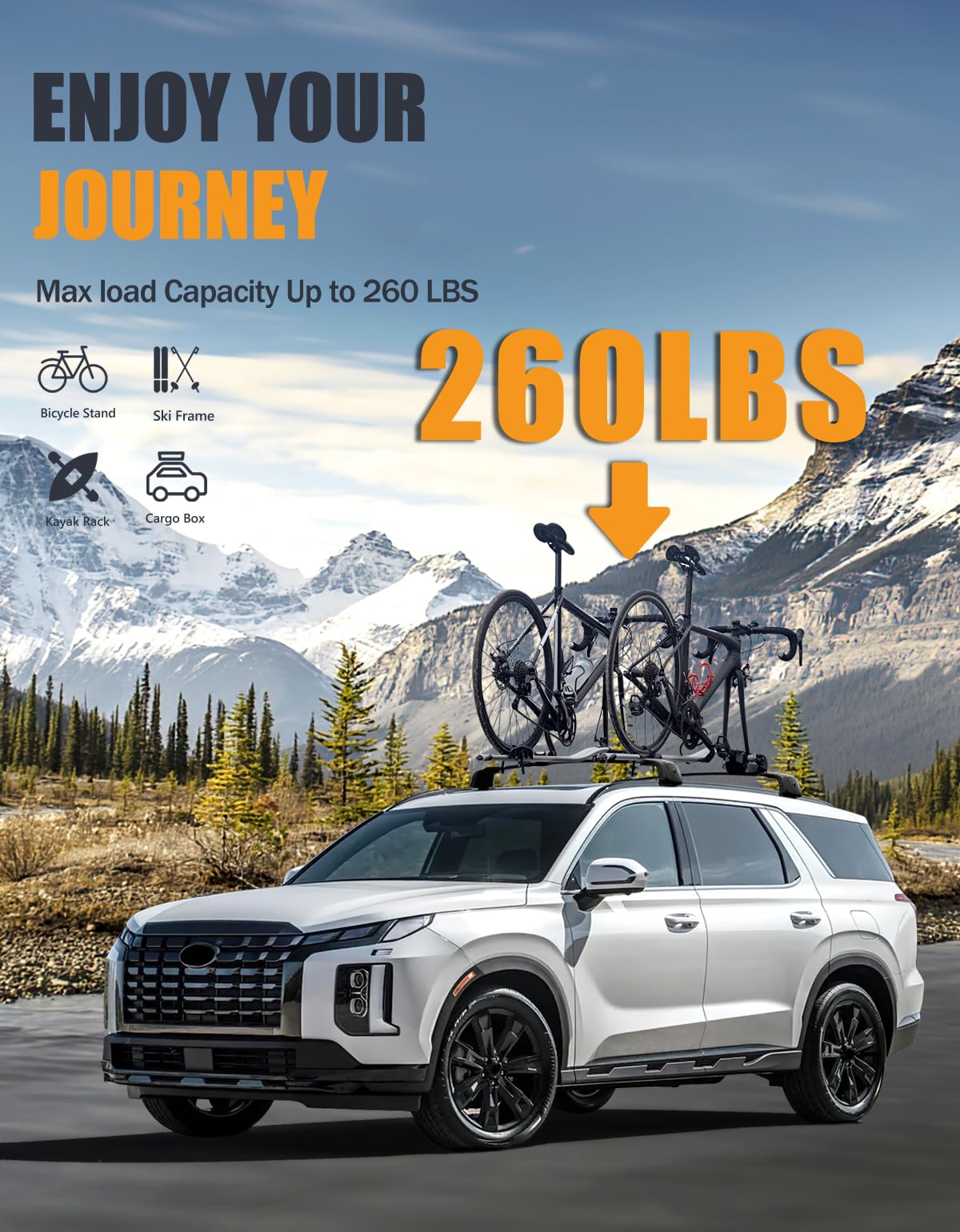 KINGGERI Lockable 260lbs Roof Rack Cross Bars Fit for Hyundai Palisade 2019-2025 SE SEL XRT Limited Calligraphy