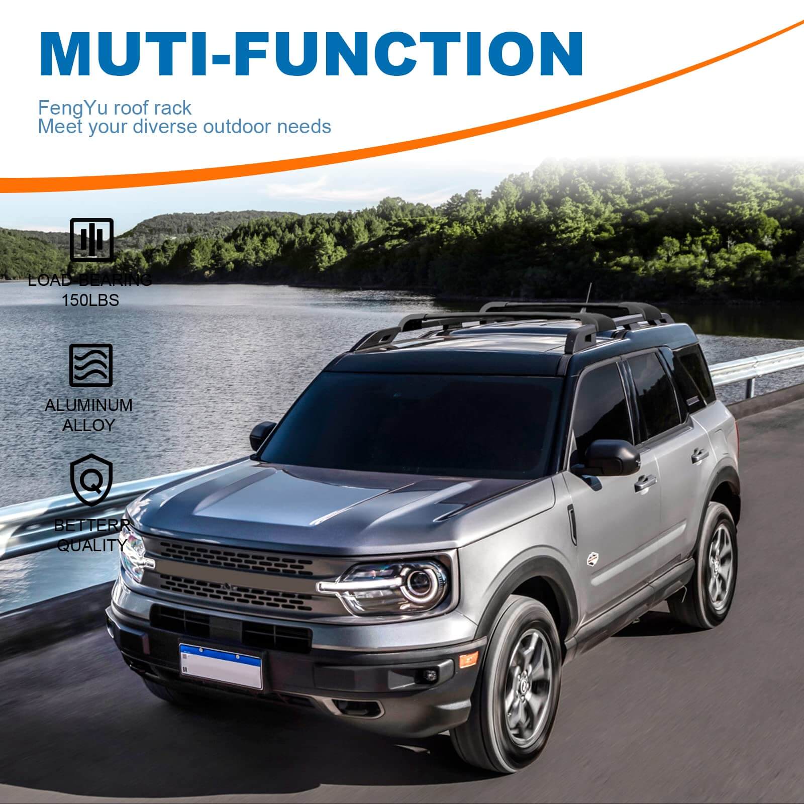 KINGGERI Roof Rack Cross Bars Compatible with Ford Bronco Sport on Road Base & Bigbend 2021-2025 & Outer Banks 2021
