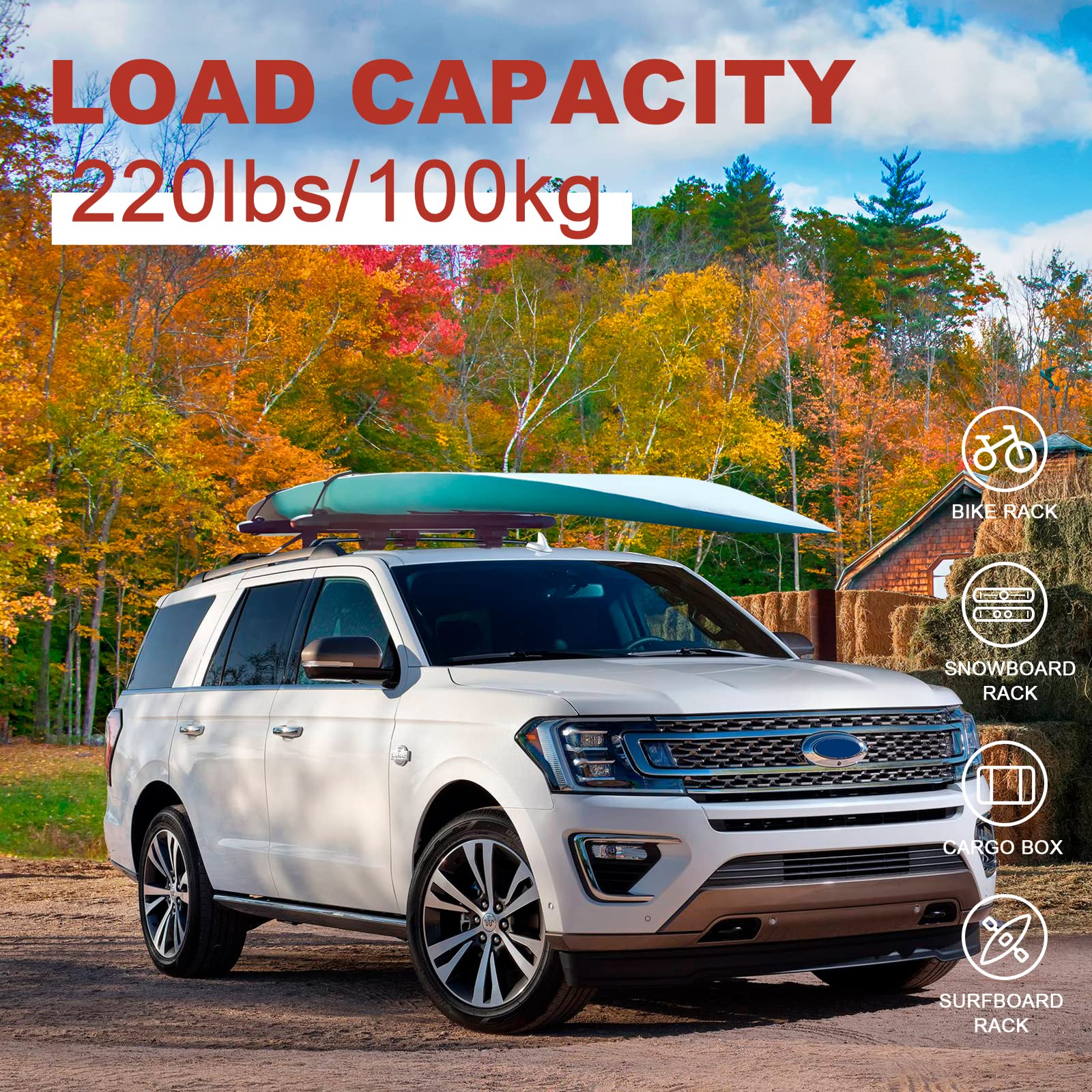 220lbs Roof Racks Cross Bars Fit for Ford Expedition/Max 2018-2025 & Lincoln Navigator 2018-2024