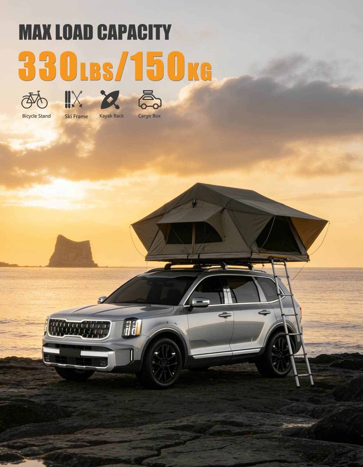 KINGGERI 330lb Lockable Roof Rack Cross Bars Compatible with Kia Telluride 2019-2026 EX S SX SX-Prestige