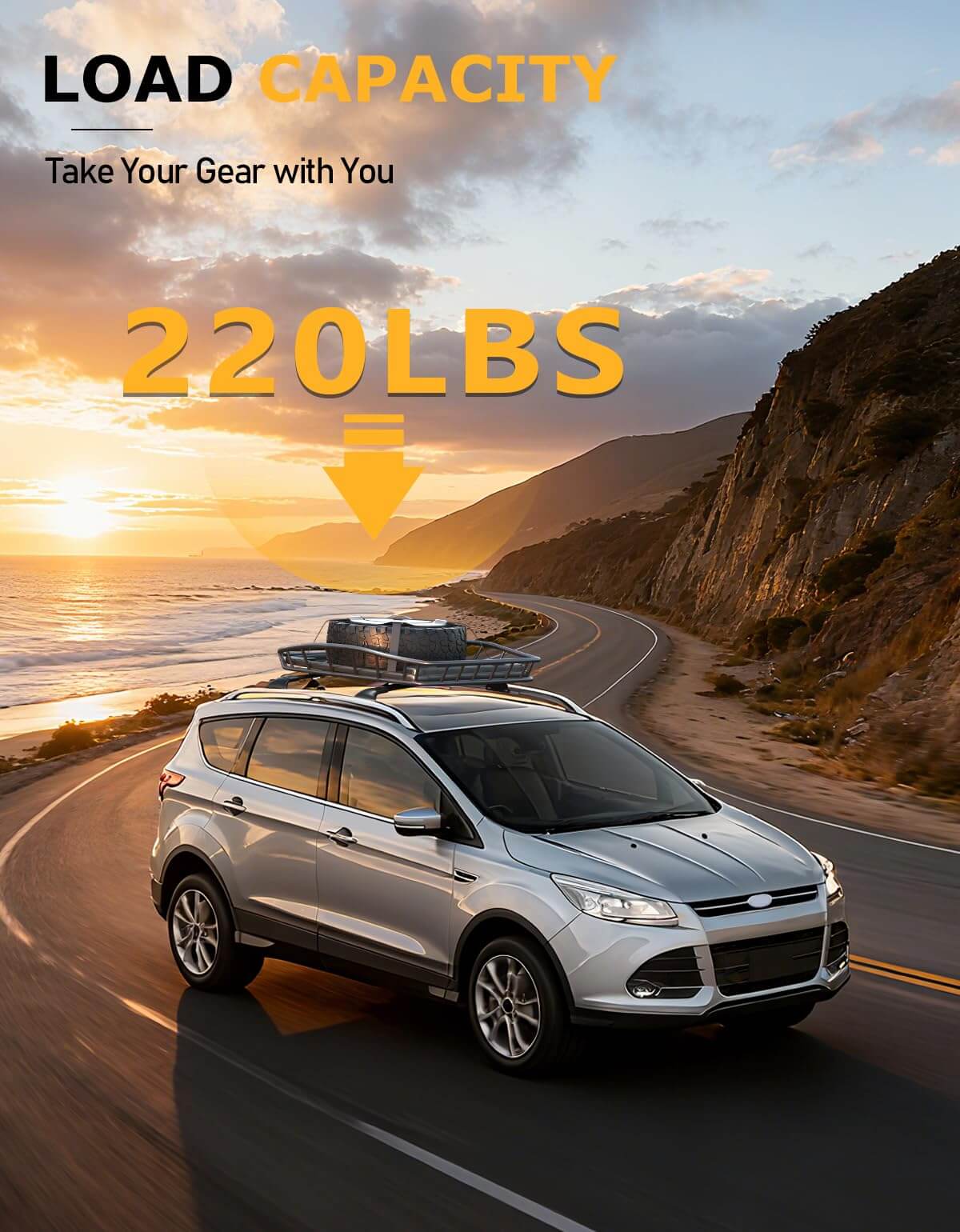 KINGGERI 220lbs Roof Racks Cross Bars Compatible with Ford Escape 2013-2019, Heavy Duty Aluminum Crossbar