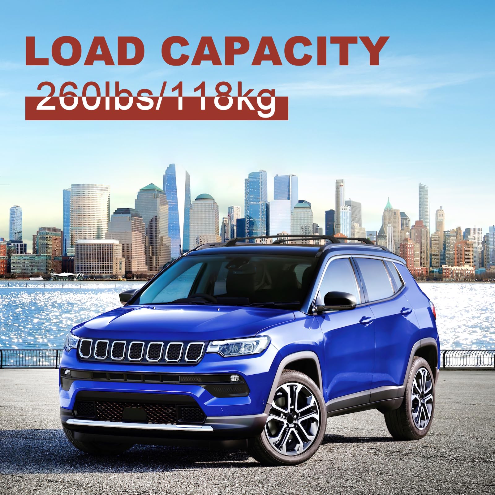 KINGGERI 260lbs Roof Racks Cross Bars Fit for Jeep Compass 2018-2025, Aluminum Heavy Duty Roof Rails Crossbars