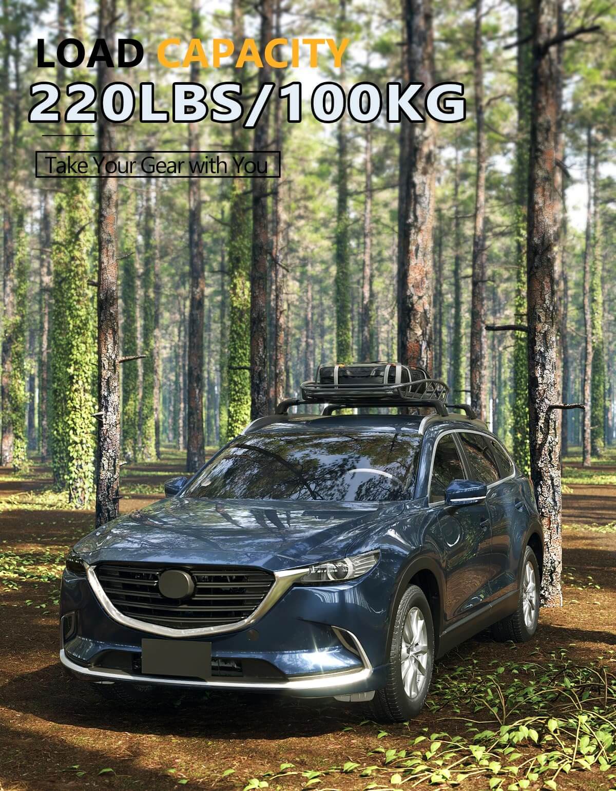 KINGGERI 220lbs Lockable Roof Rack Cross Bars Compatible with Mazda CX9 CX-9 2016-2023