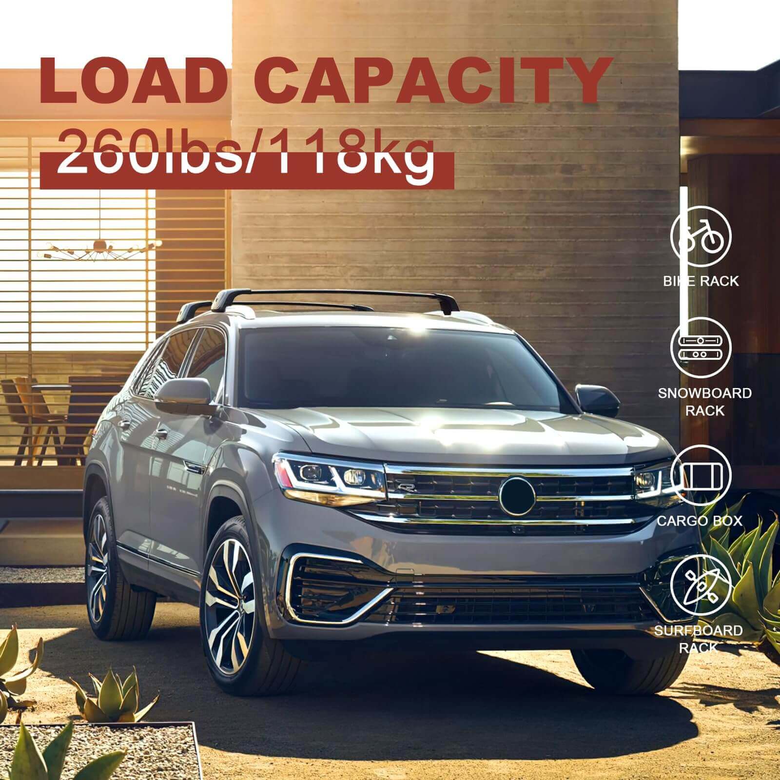 KINGGERI 260lbs Roof Rack Cross Bars Fit for 2019-2023 Hyundai Santa Fe & Santa Fe Hybrid