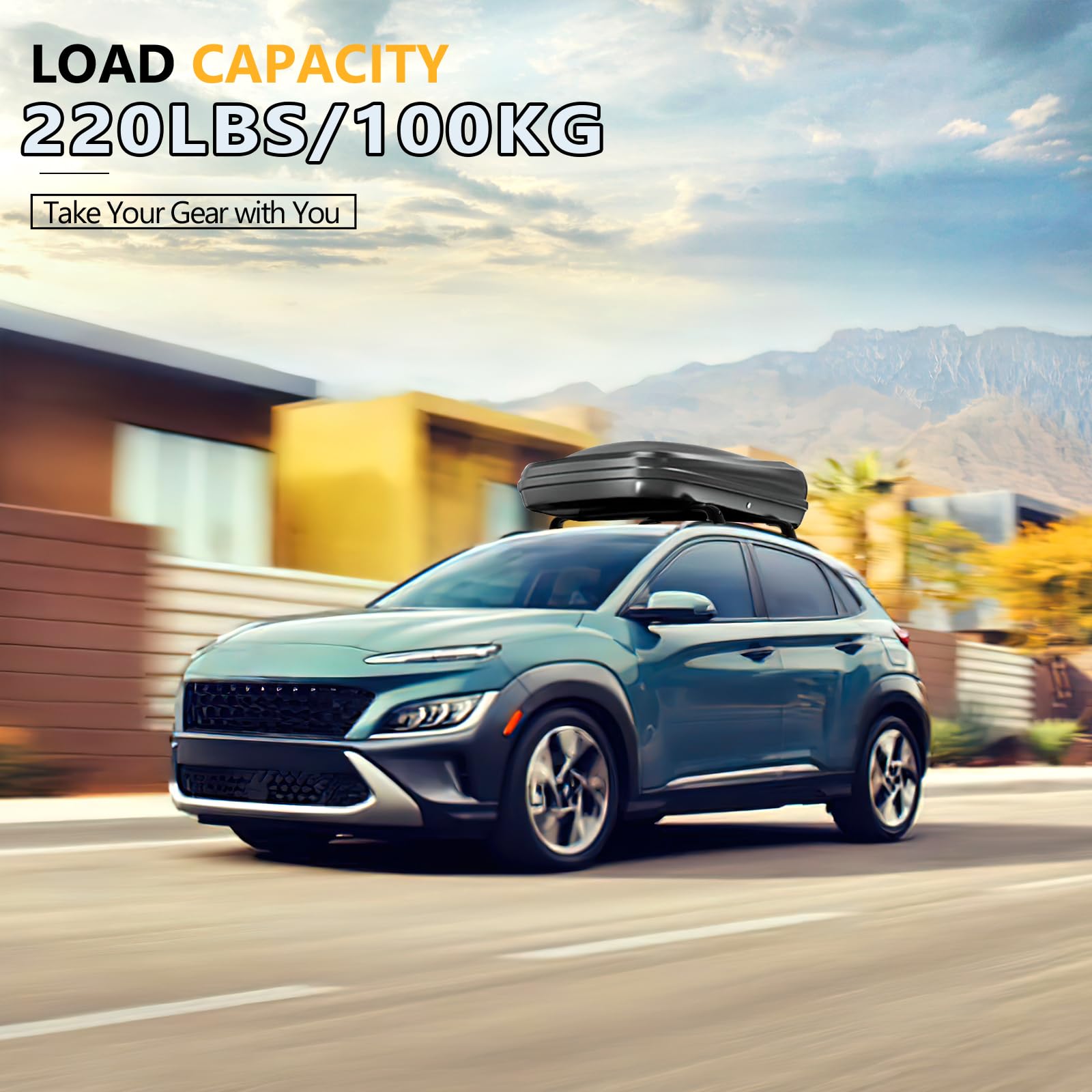 Lockable 220lbs Roof Rack Cross Bars Compatible with 2018-2023 Hyundai Kona & Kona N & Kona Electric with Flush Side Rails