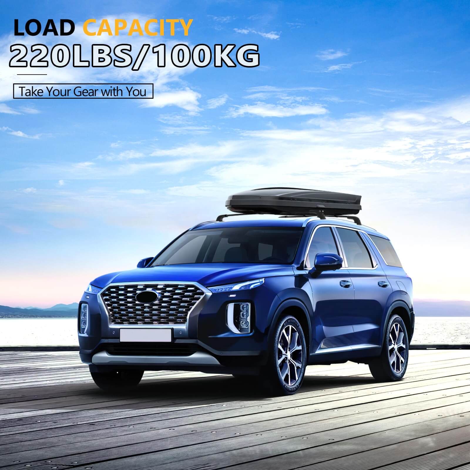 KINGGERI 220lbs Lockable Roof Rack Cross Bars Compatible with Hyundai Palisade 2019-2025 SE SEL XRT Limited Calligraphy