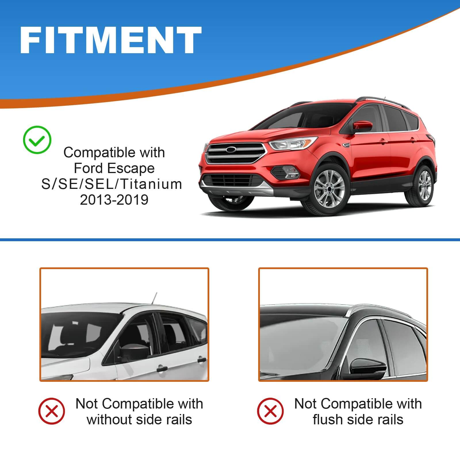 KINGGERI Roof Rack Cross Bars 220lb Fit for Ford Escape 2013-2019,Heavy Duty Lockable Aluminum