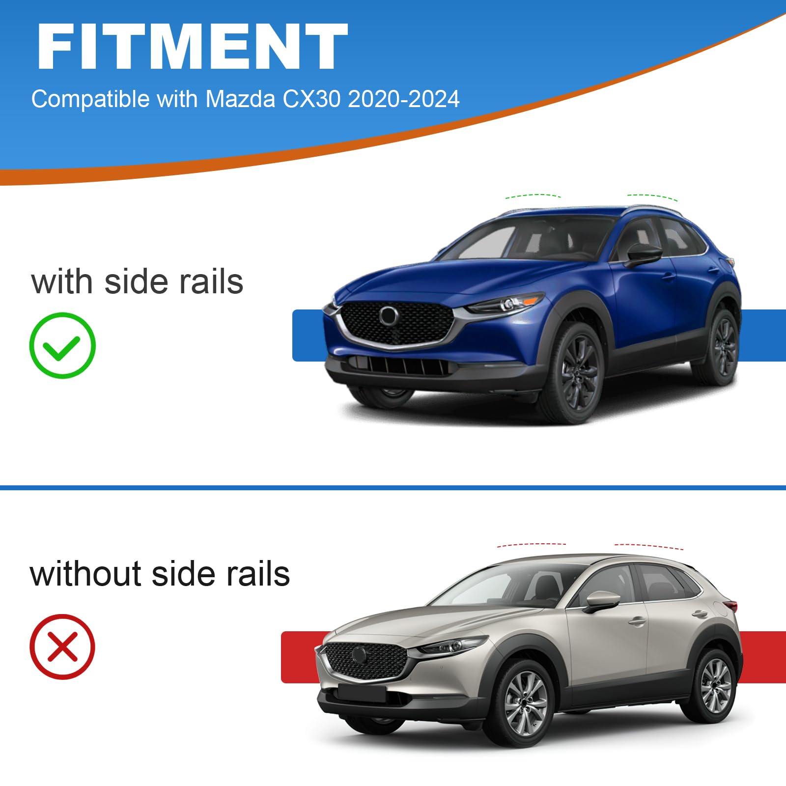 KINGGERI Lockable Roof Rack Cross Bars 260lbs Compatible with Mazda CX30 CX-30 2020-2025 (with Flush Side Rails)