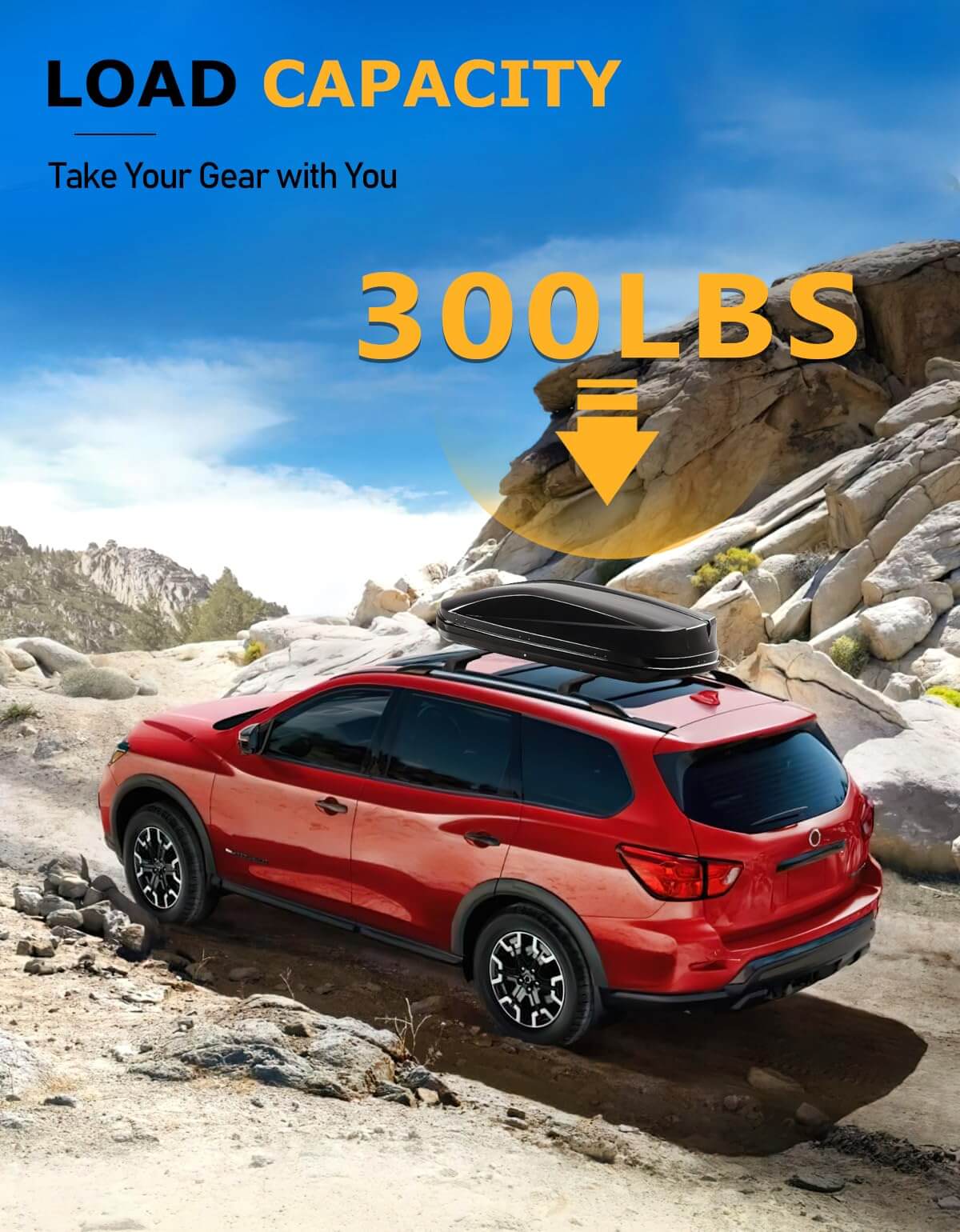KINGGERI 220lbs Lockable Roof Rack Cross Bars Fit for Nissan Pathfinder 2013-2021 & Pathfinder Hybrid 2014 with Raised Side Rails