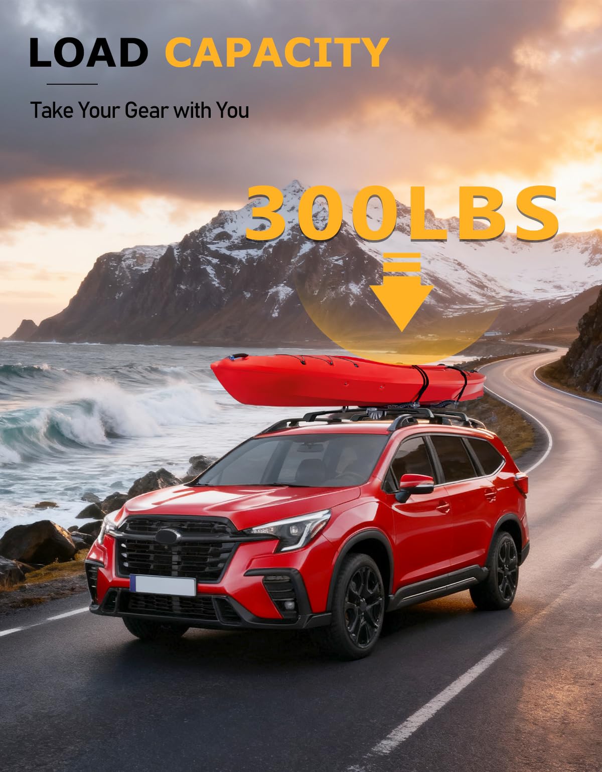 KINGGERI 220lbs Roof Rack Cross Bars Compatible with Subaru Ascent 2019-2025 with Raised Side Rails